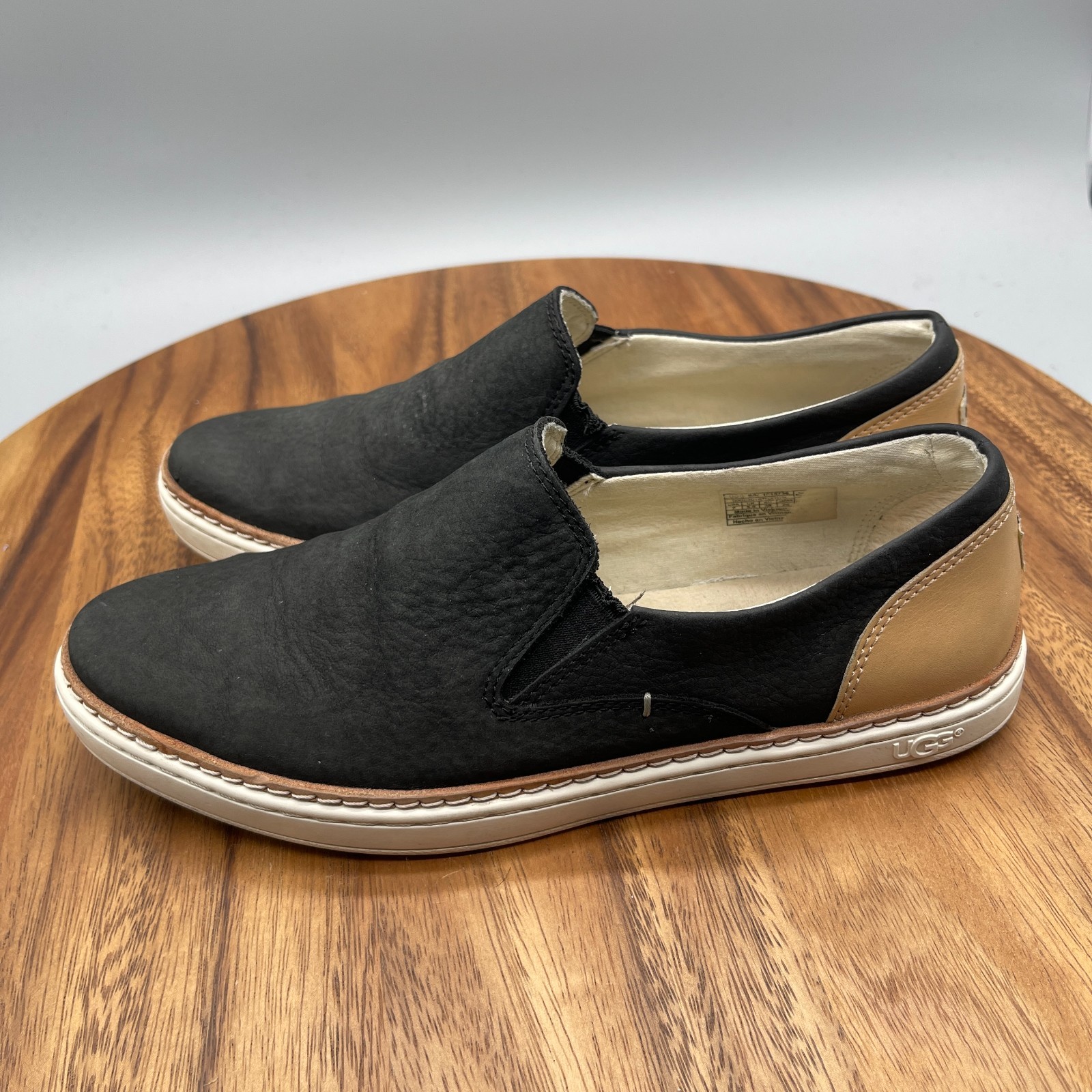 UGG Adley Shoes Womens Size 7 Black Nubuck Slip On Comfort Casual Sneakers
