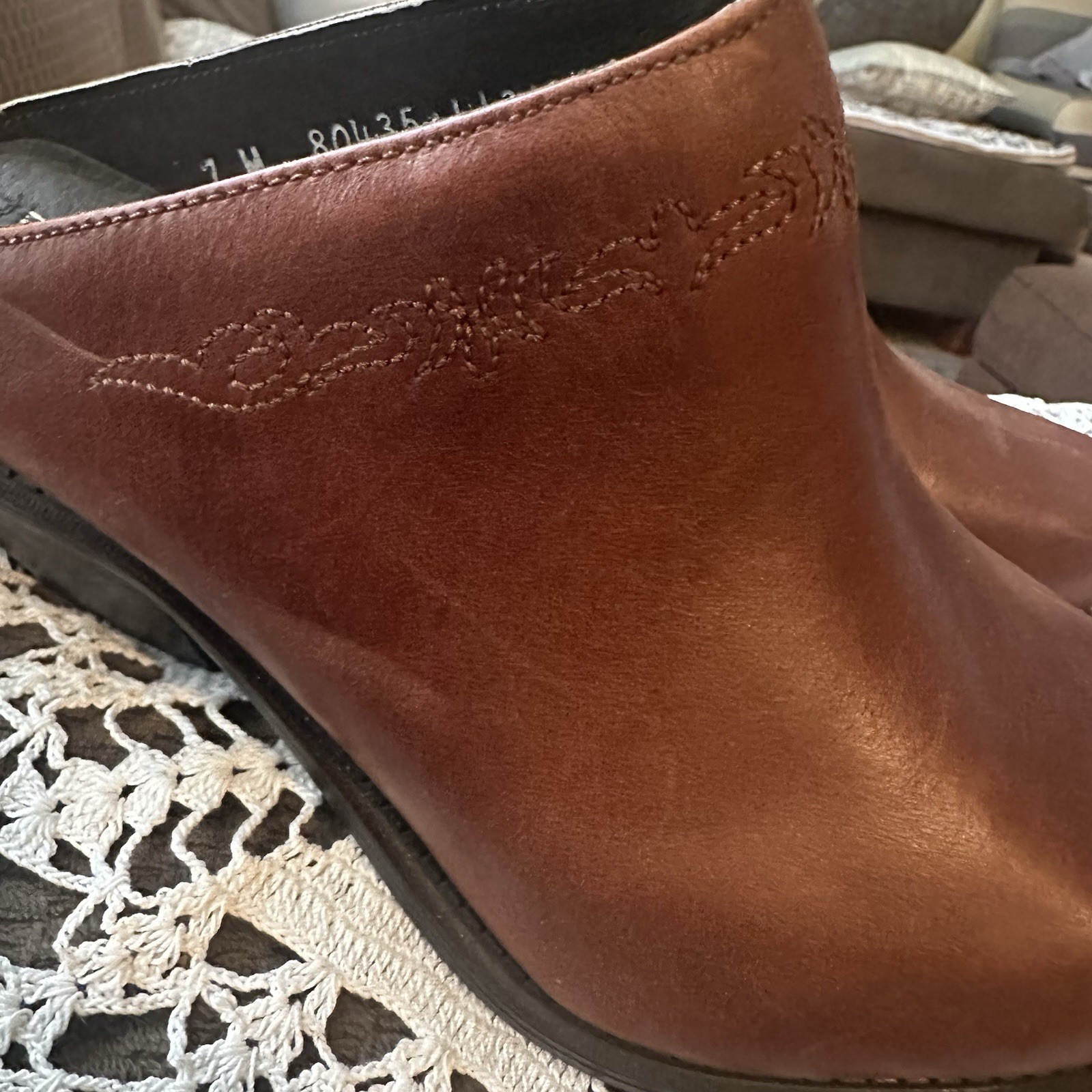 Code West Vintage Women’s 7 Brown Leather Slip-On Cowboy Western Mules Clogs