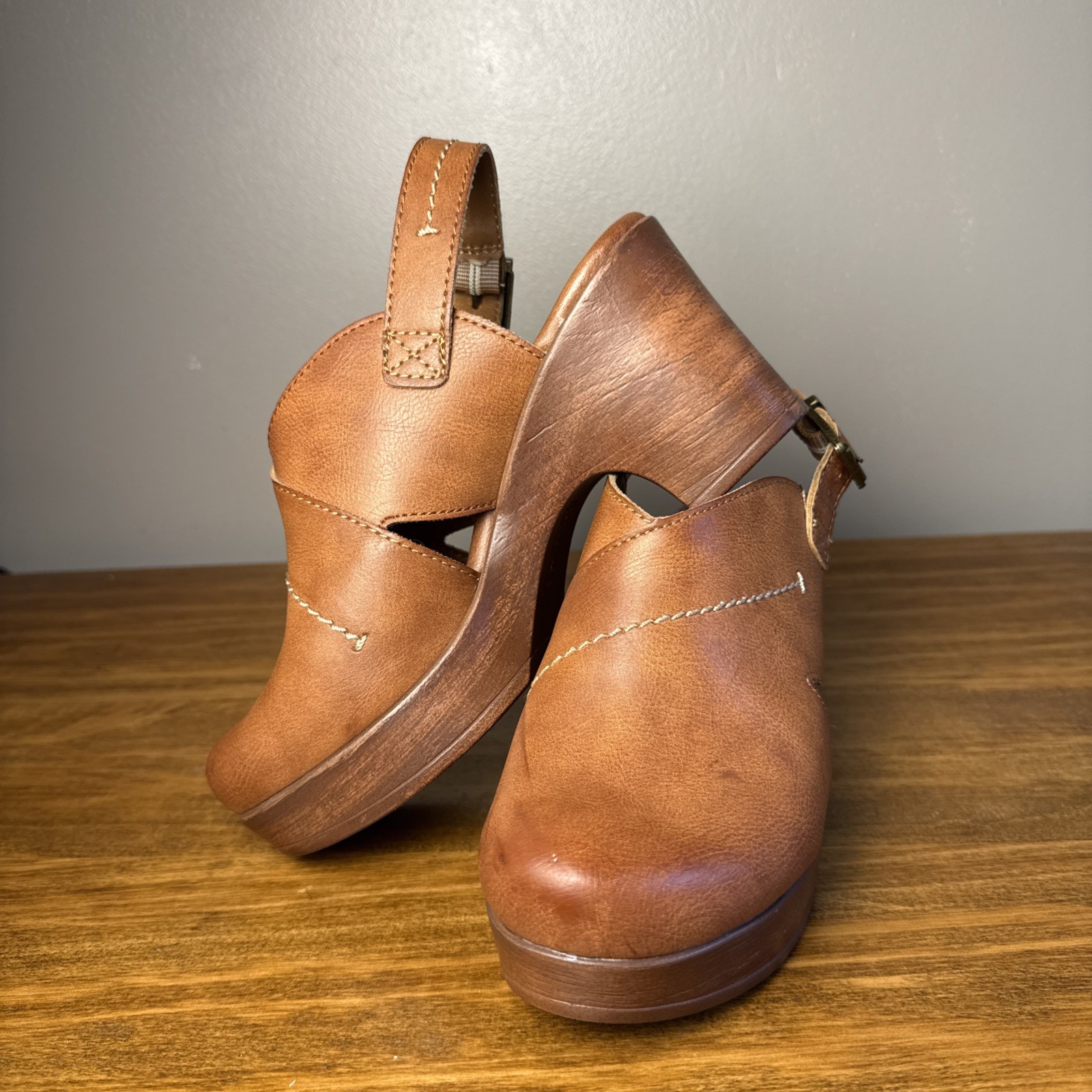 B.O.C. Born Concept Cecila Tan Brown Platform Clogs Slingback Mule W 7M Boho Y2K