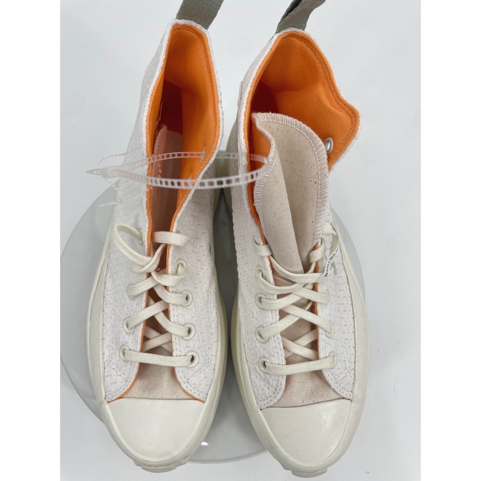 Converse Run Star Hike Shoes Womens 11 White Peach Olive Textile Platform