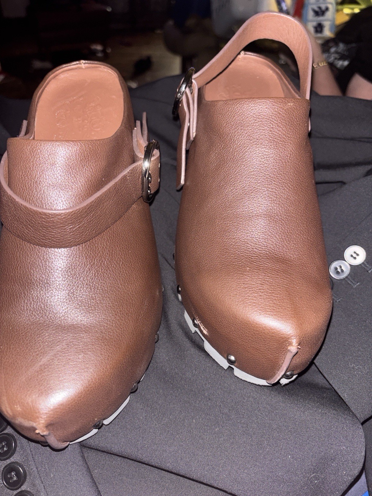 Women’s Black Studded Slip-On Clog Sandal – Secure Strap Comfort size 41