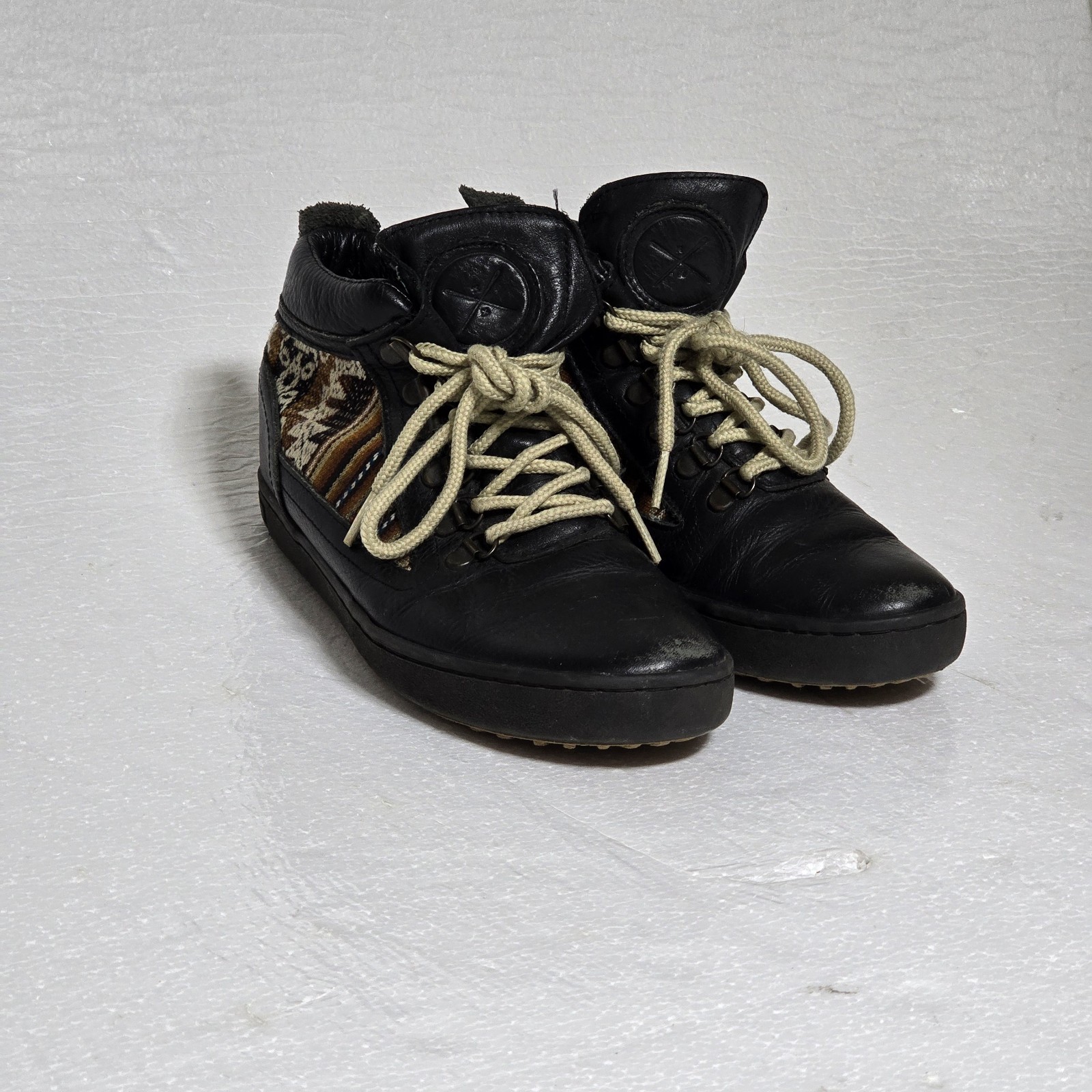 Inkkas Leather Black Leather Ankle Boot Shoes Men’s 5 /Women’s 7 Mexico Aztec