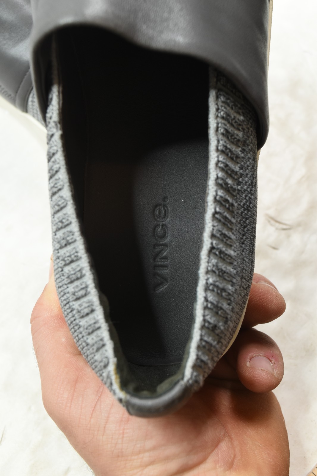 Vince Ward Knit Platform Slip-on Sneakers Womens 7.5 Gray Comfort Casual