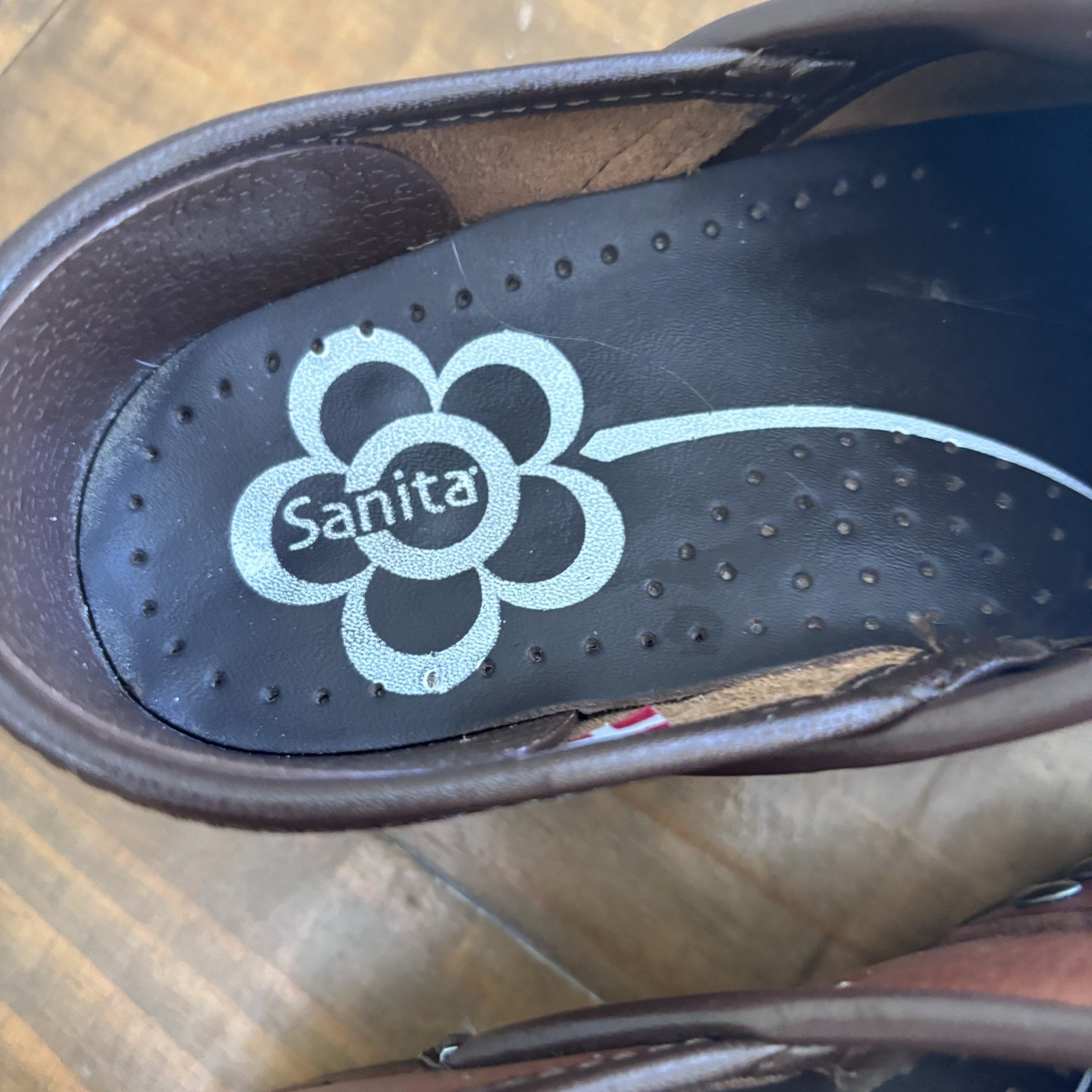 Sanita Caddo Brown Leather Studded Clogs-Size 37-US Size 5.5-6-Boho/Comfort