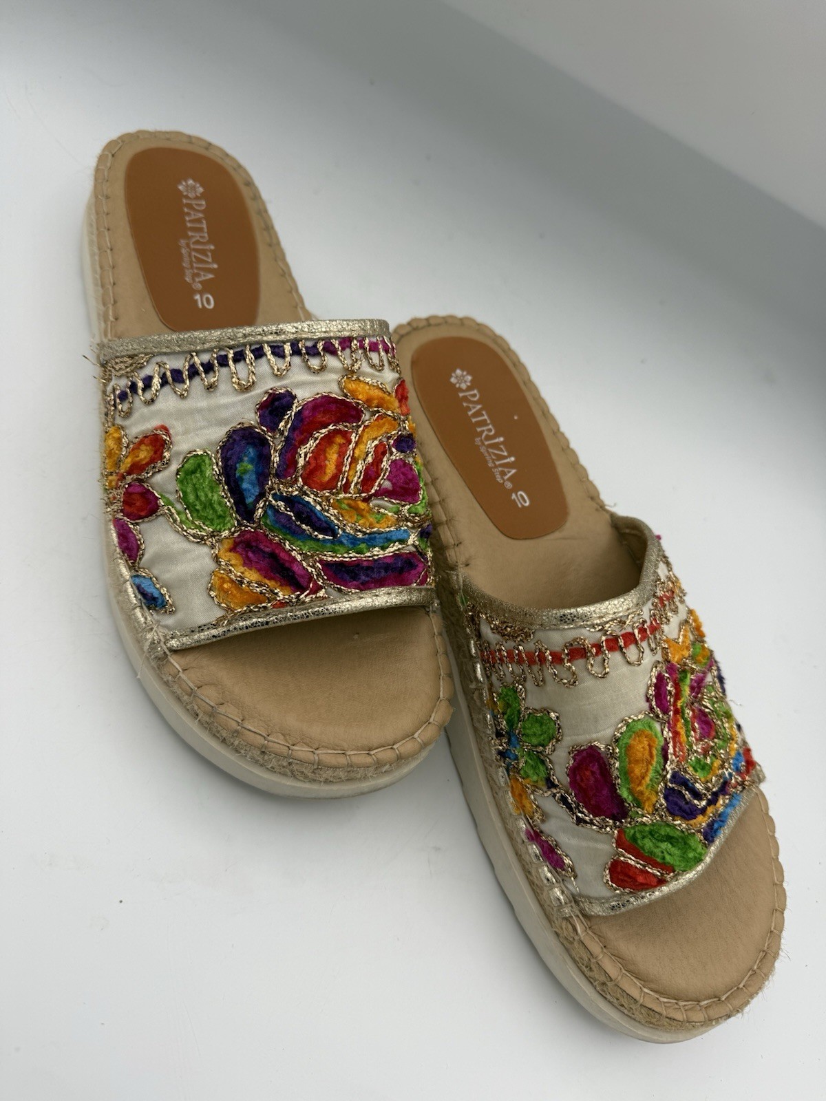 Patrizia By Spring Step Slip-On Embellished Embroidered Colorful Sz 10 FREE SH