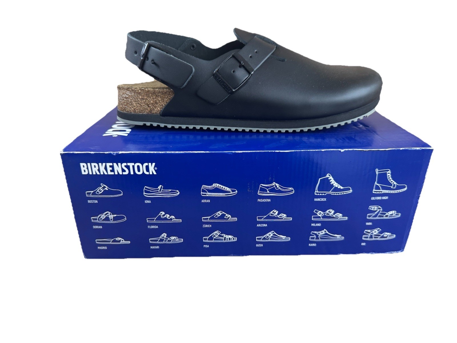 Birkenstock Tokio Super Grip Black Leather 48 US L 15 M 8 Eva Backstrap