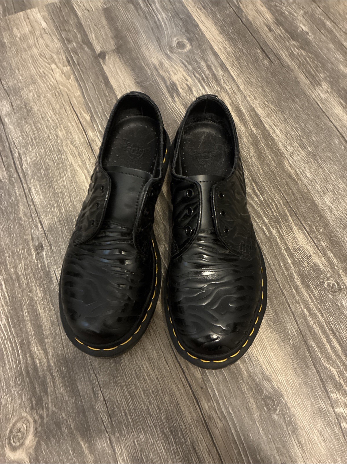 Dr Martens 1461 BEX Black Zebra Embossed Leather Shoes US 6- UK 5