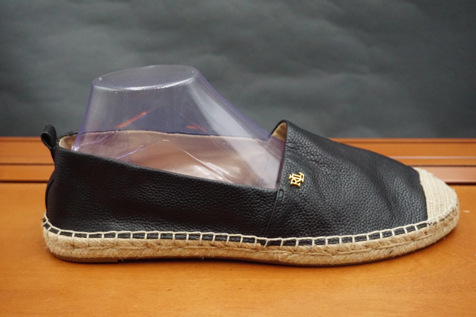 Lauren Ralph Lauren Cameryn Espadrille Shoes Womens 11 US Black Leather Slip On