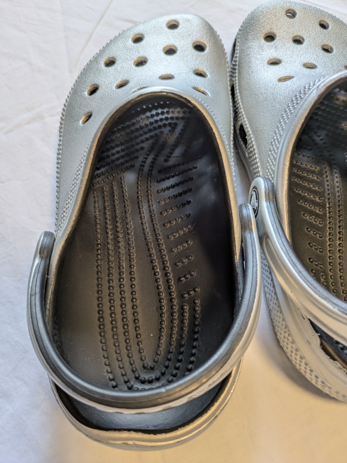Crocs Classic Clogs Silver Gray Black Unisex Size M5 W7 Comfort Slip On Shoes