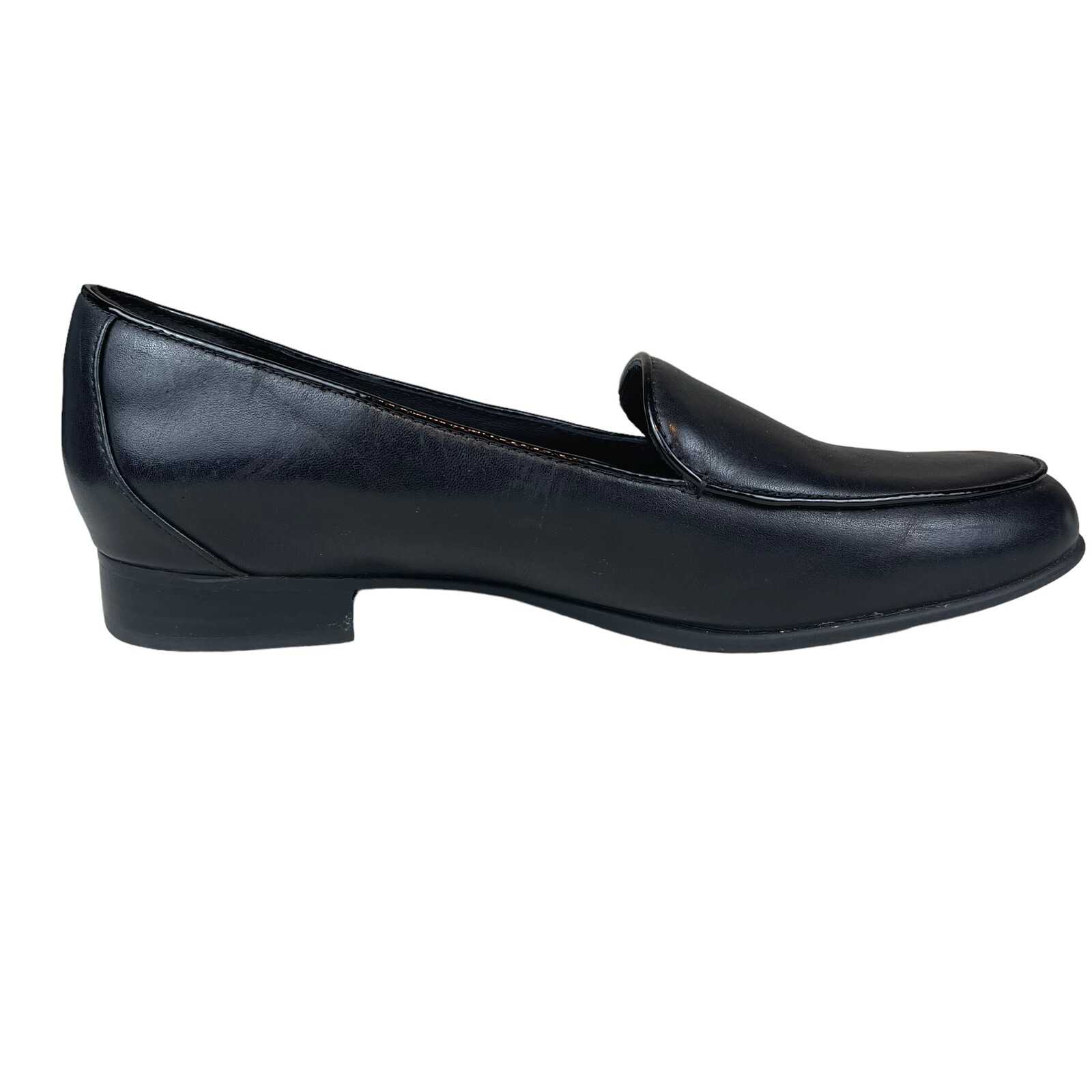 Clarks Unstructured Women’s 7 M Slip On Loafer Black Leather Flat Comfort 15764