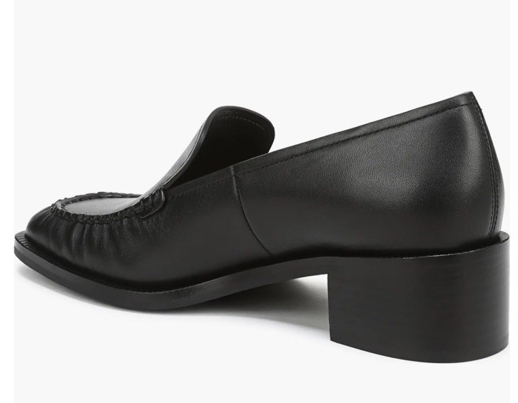 NWD $350 Vince Larose Loafers Black Leather Slip On Low Block Heel Sz 8.5 M/39