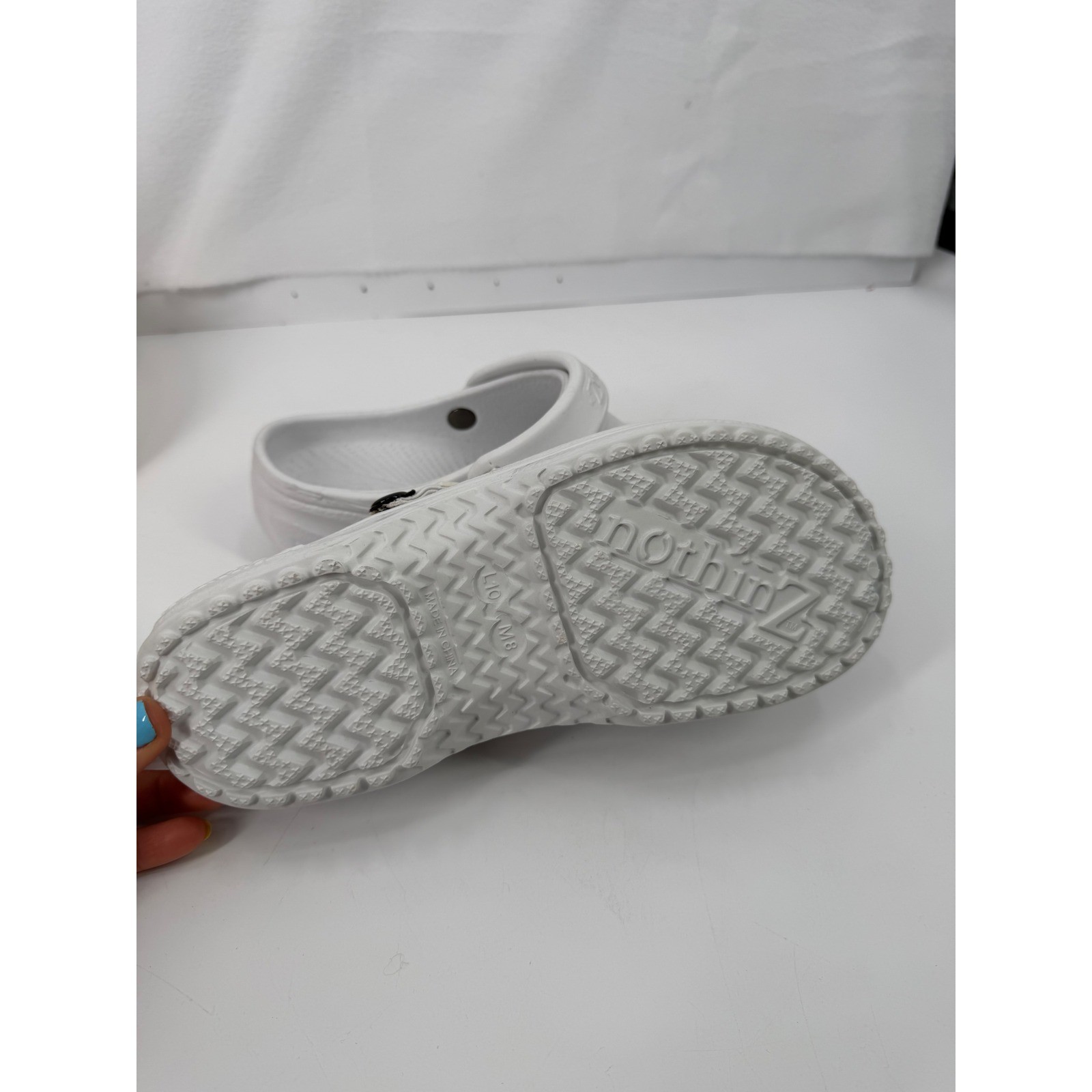 nothinZ Clogs Unisex L10 M8 White Slip On Comfort Nursing Chef Work Shoes