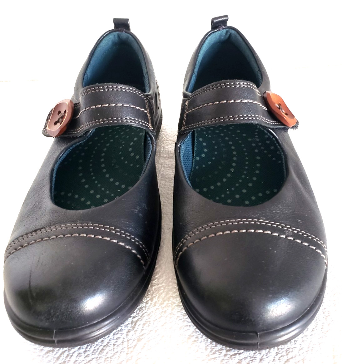 ECCO Glebe Black Leather Mary Jane Comfort Shoes Size 8-8.5 NEW