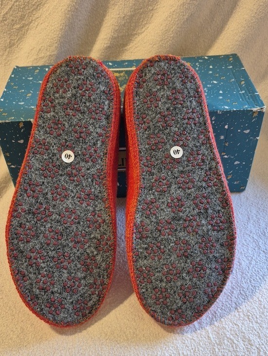 Haflinger Celine 40 Orange Boiled Wool Slipper – New
