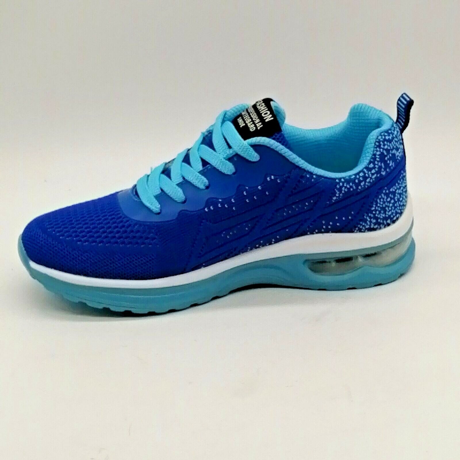 Fashion Shoes Womens Lace Up Sneaker Cushioned Insole Blue Knit Mesh 5.5 NEW