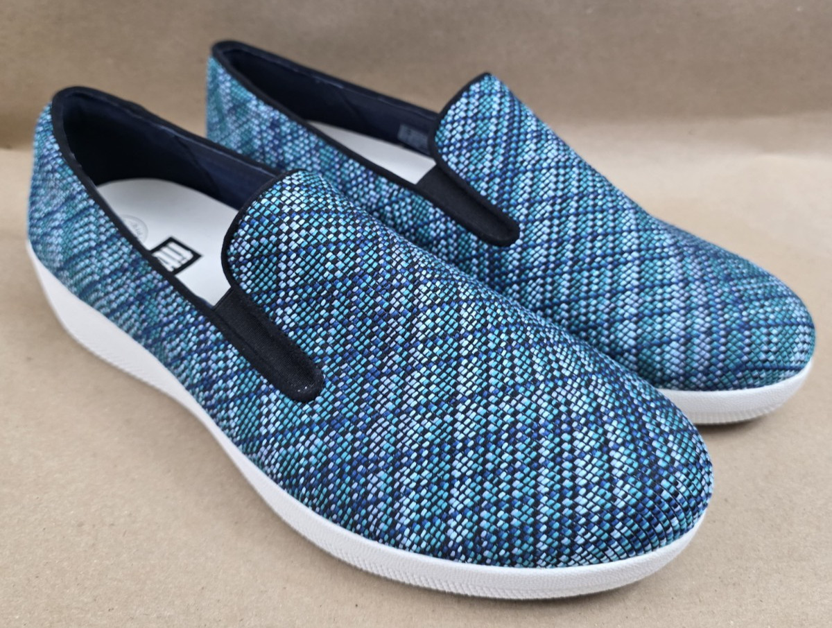 Fitflop (Sz 9) Superskate Uberknit Slip On Womens Shoes Gray Comfort Sneaker
