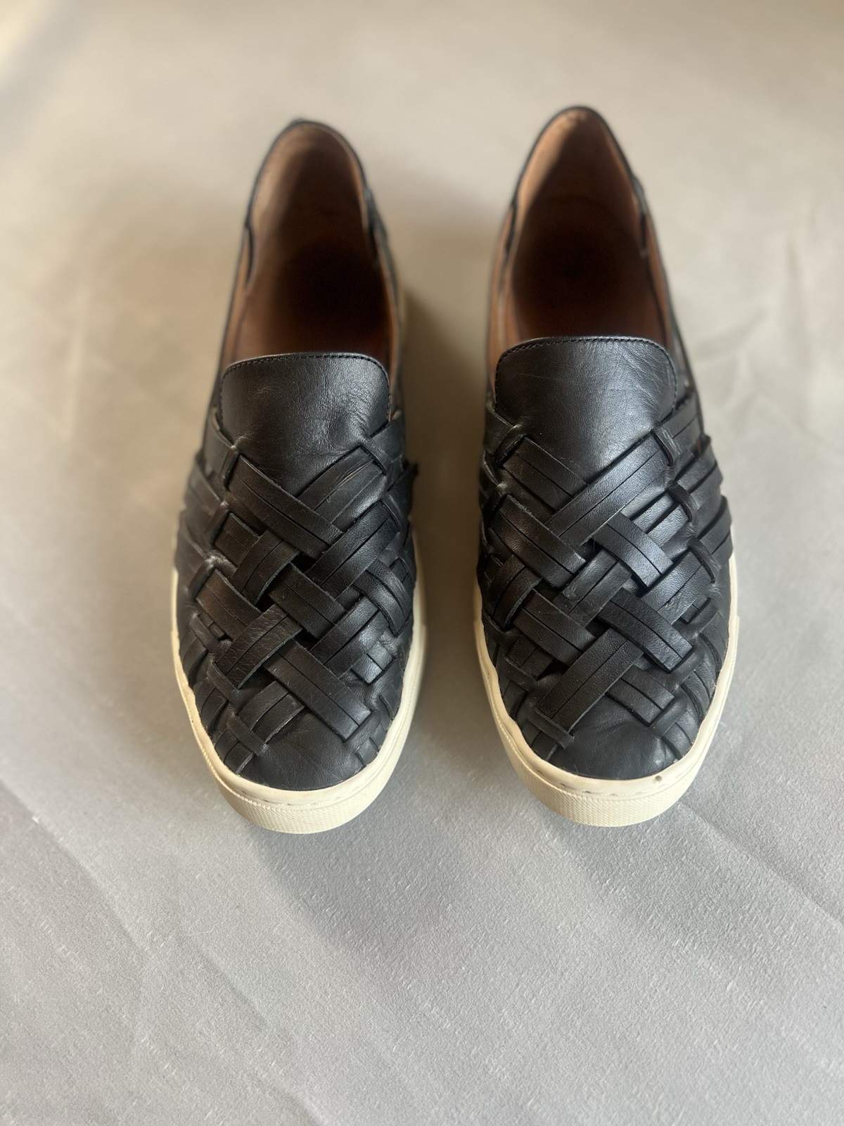 Frye Ivy Huarache Black Leather Slip On Sneaker