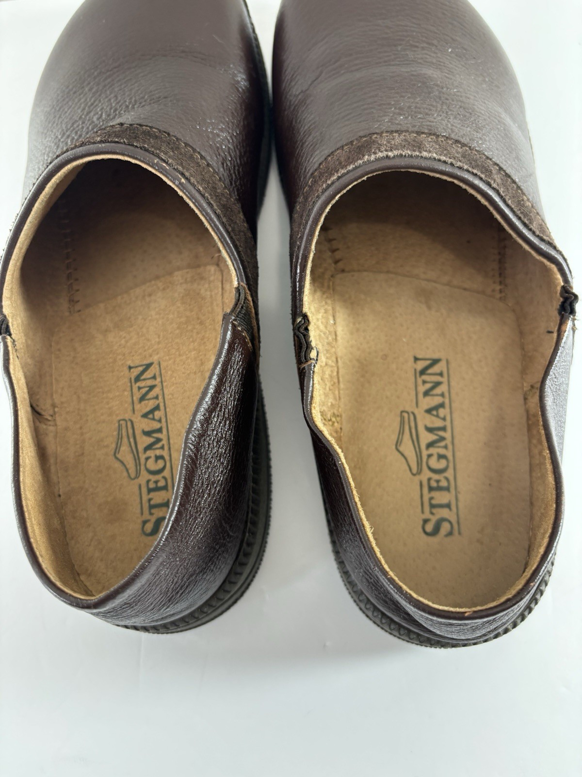Stegmann Clogs Womens 10 Brown Textured Leather Cork Slip On Portugal
