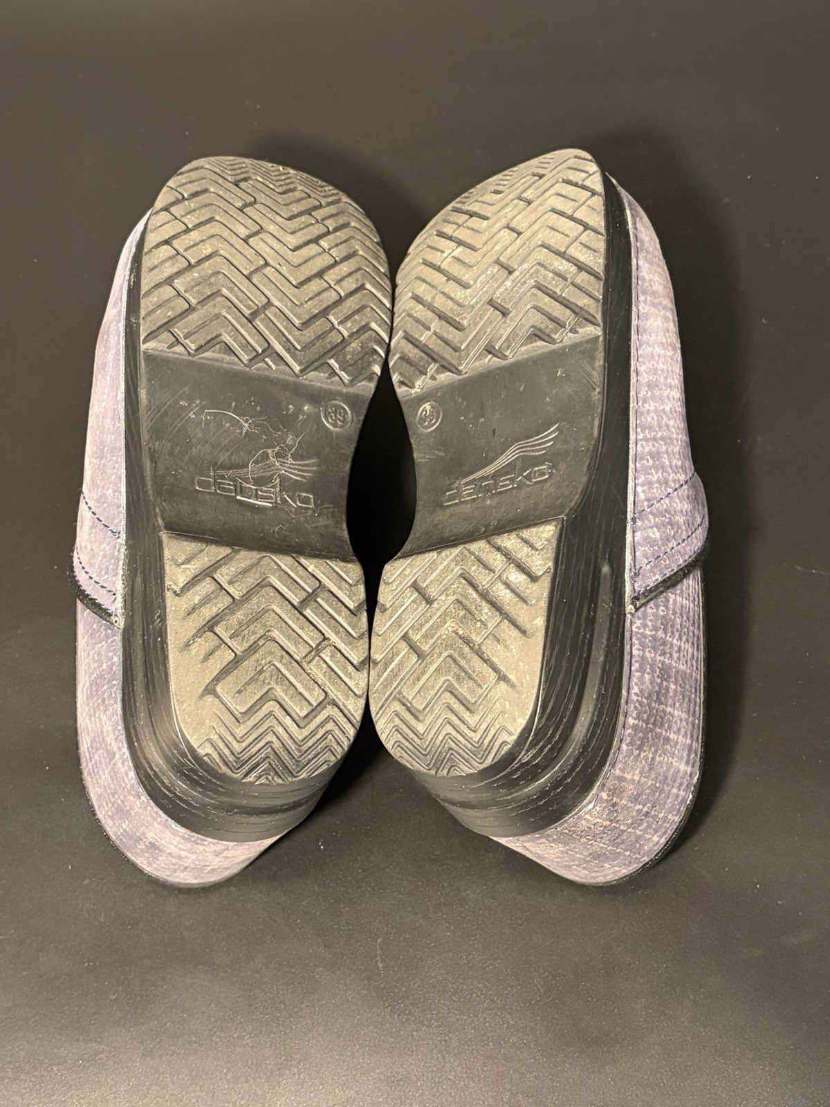 DANSKO Blue/Gray Textured/Cloth Pattern Clogs Shoes Size 39