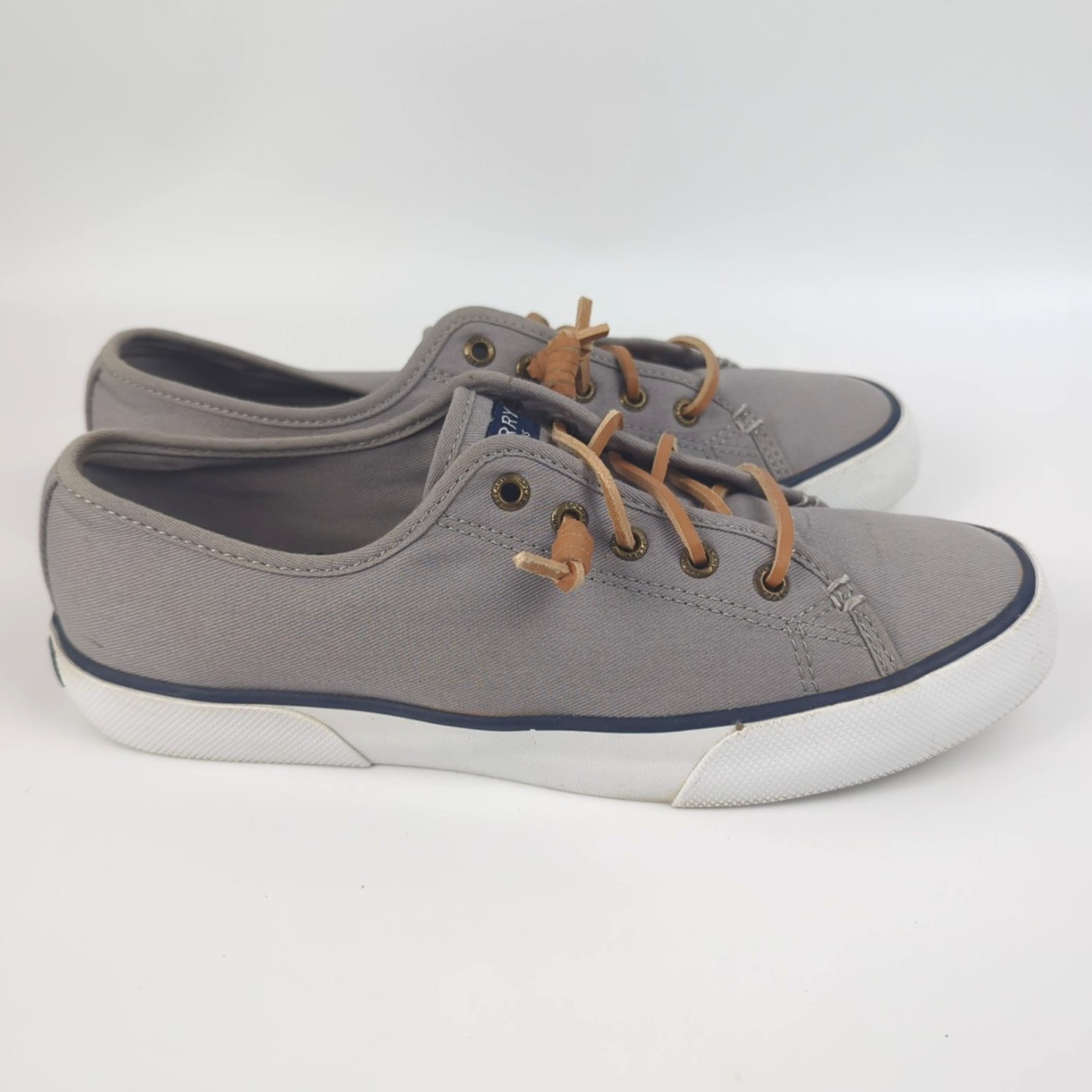 Sperry Top-Sider Womens Sz 8 Seacoast Gray Canvas Sneakers Memory Foam STS95729
