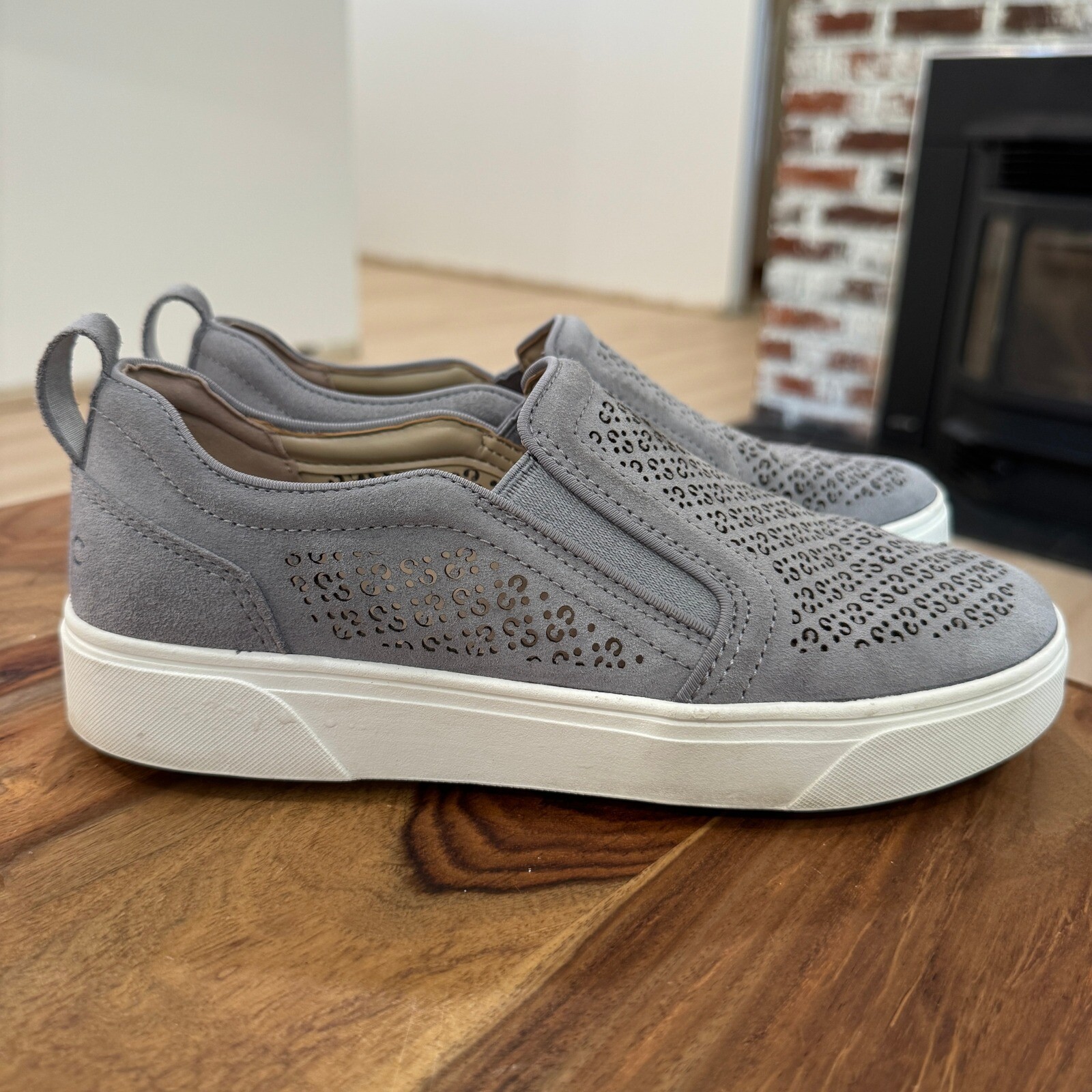 Vionic Kimmie Slip On Sneakers Perforated Comfort Shoes Slate Grey 7.5 Boho