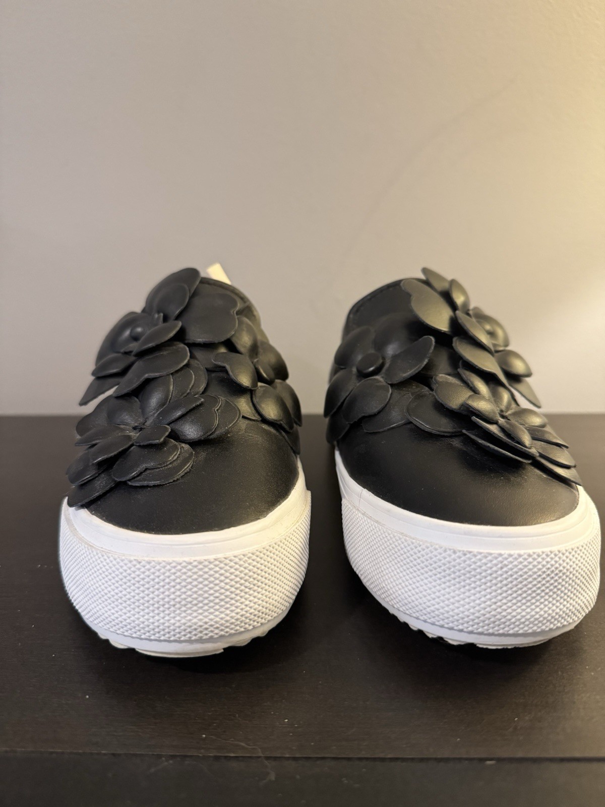 See by Chloe Vera Slip On Floral Sneakers Black Leather Size 38