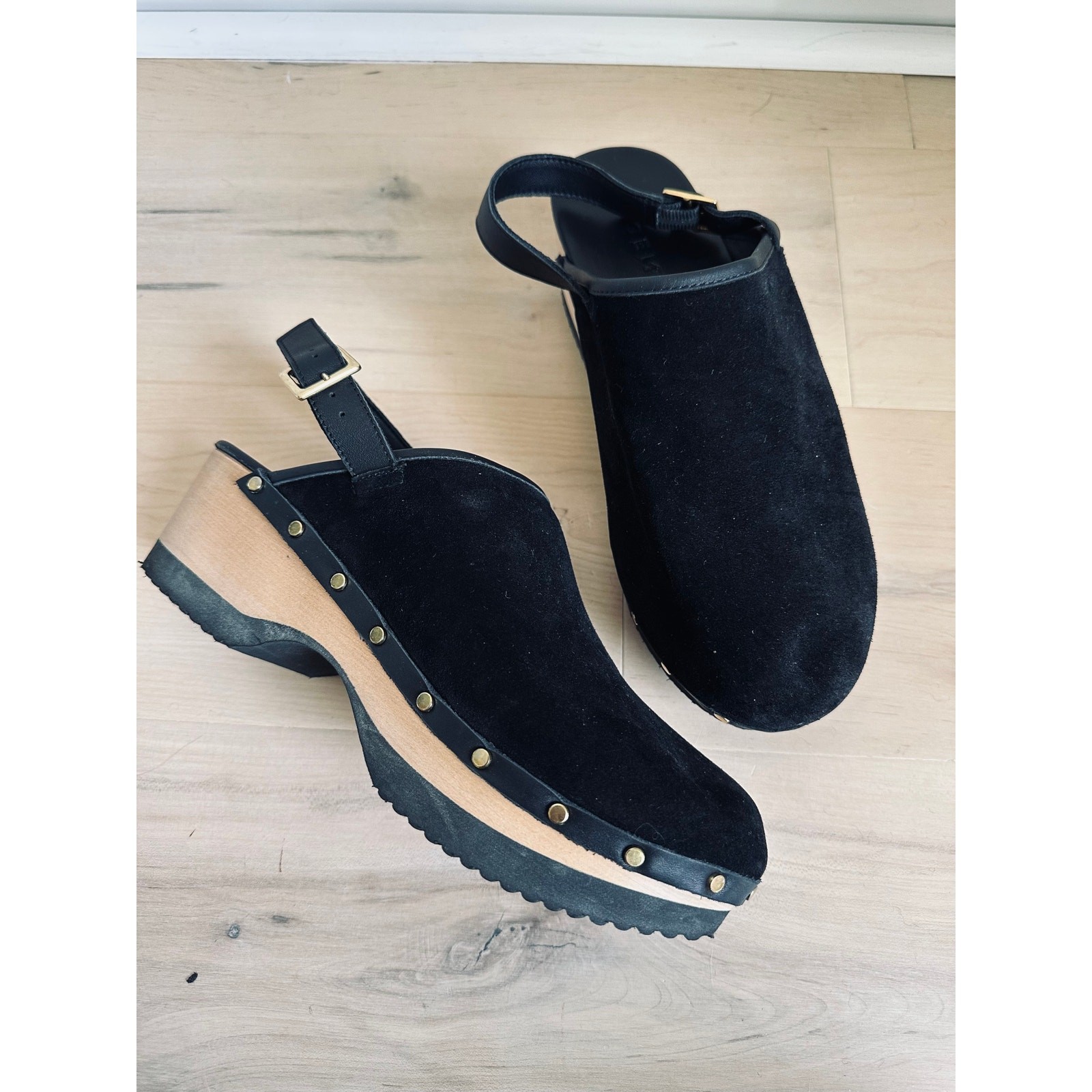Womens M. Gemi Greta Clog Backstrap Black Size 41/10.5-11 Sweedish Look Modern