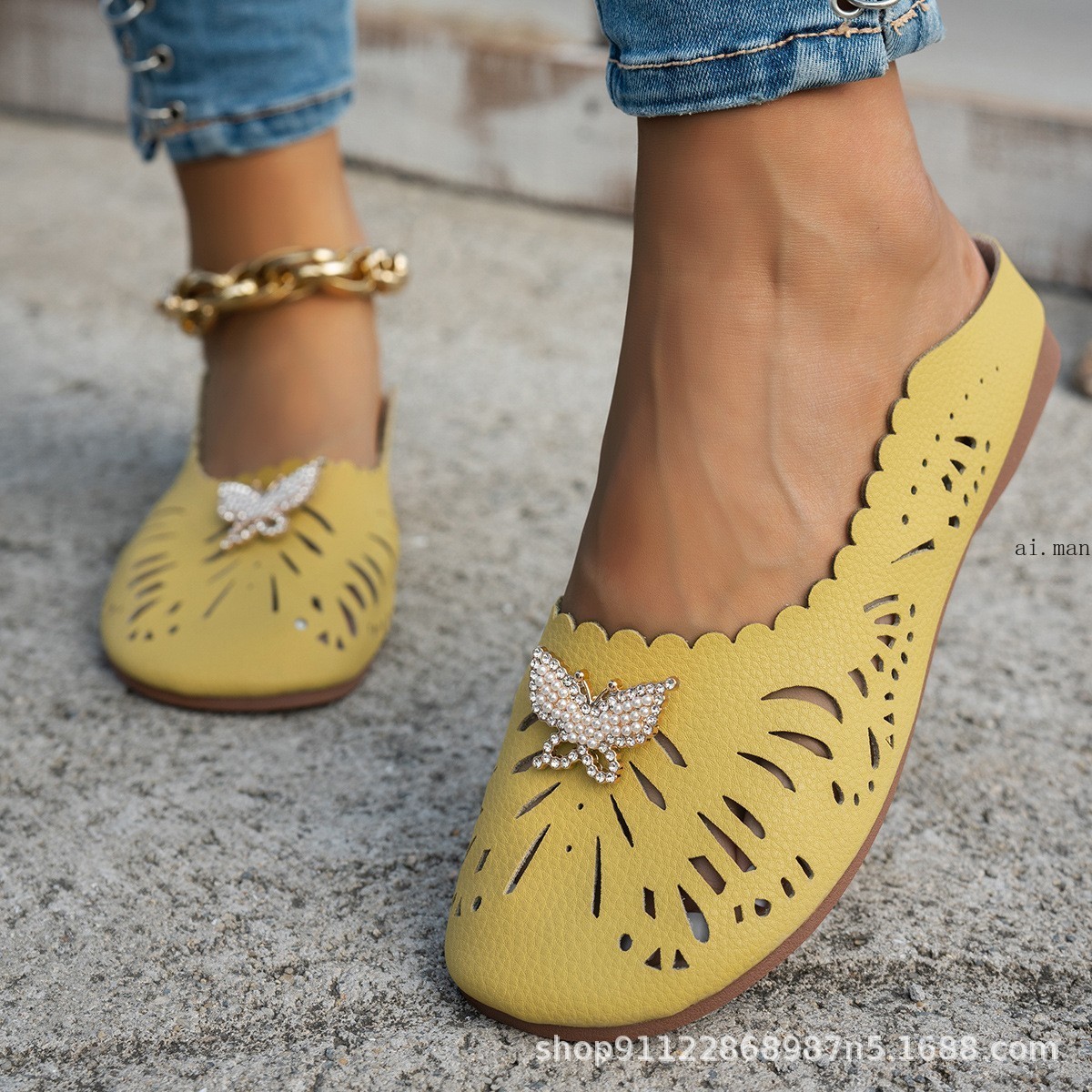 Women’s Hollow Out Closed Toe Mules Slippers Comfort Lighwetight Slip On Shoes