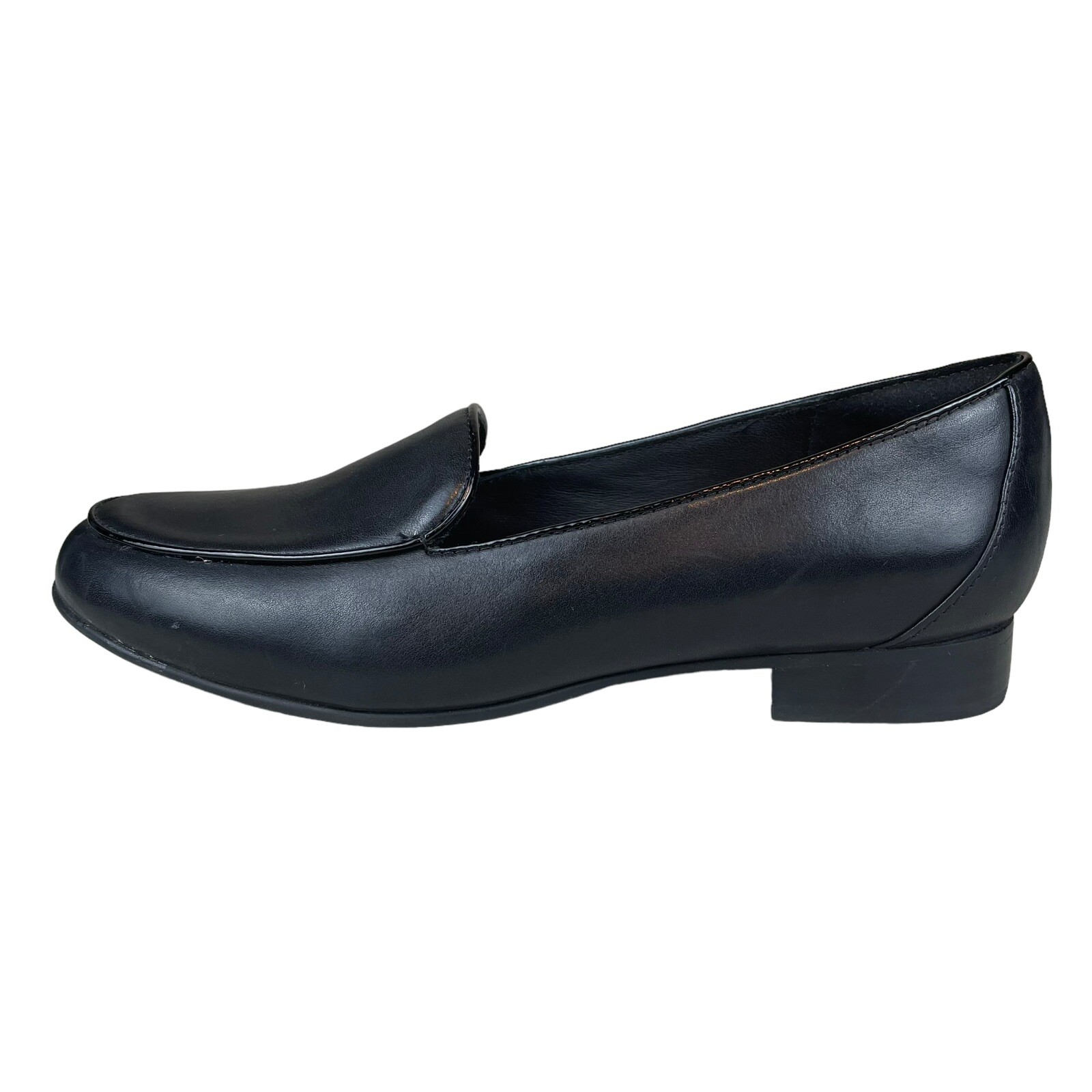 Clarks Unstructured Women’s 7 M Slip On Loafer Black Leather Flat Comfort 15764
