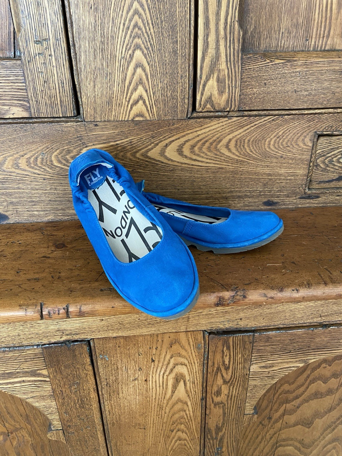 Fly London blue suede slip on wedge shoes 39