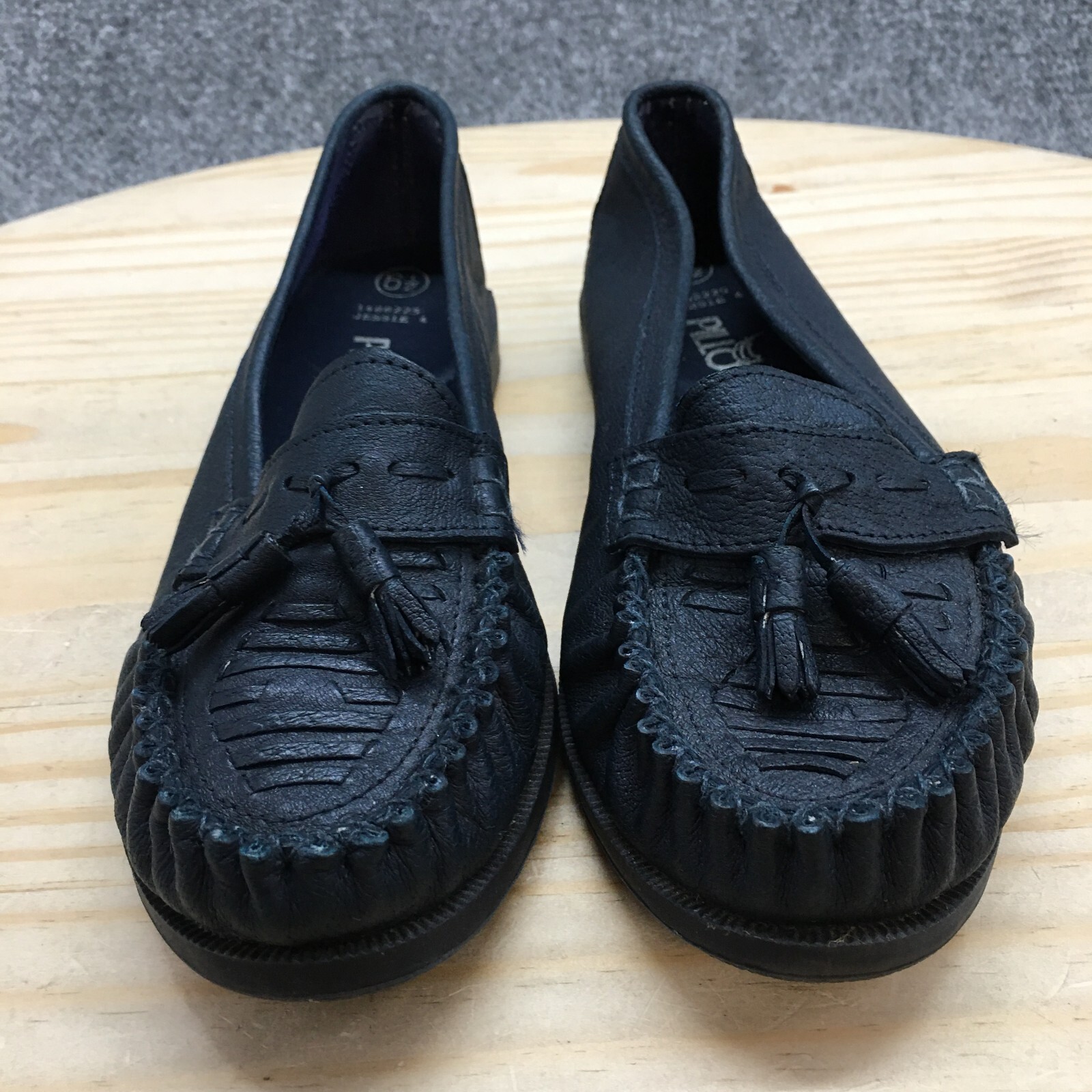 Pillows Shoes Womens 6.5 Loafers Kiltie Black Leather Moc Toe Comfort Low Top