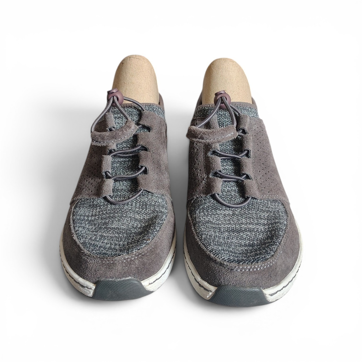 Aetrex Women’s Casey Orthotic Leather Stretchy Knit Bungee Sneakers Size 10.5-11