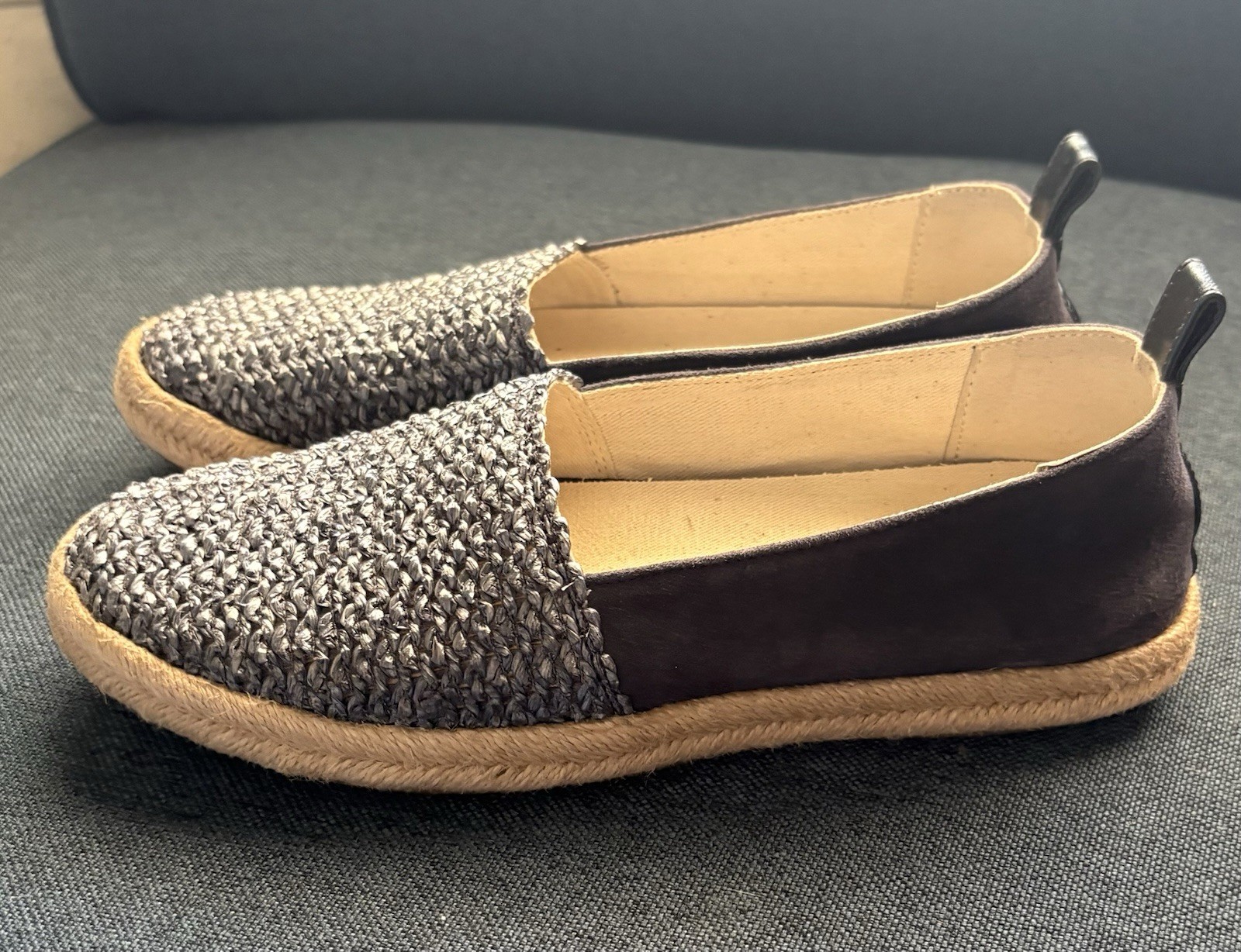 NEW Geox Modesty Blue Suede Textile Espadrille Flats, Size 6, MSRP $150
