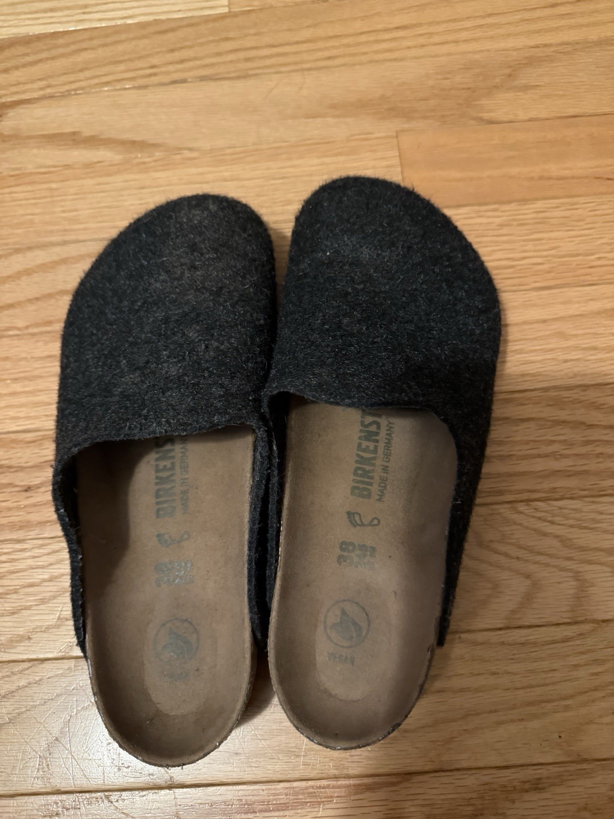 VEGAN Birkenstock Amsterdam Womens Size 38 Dark Gray Felt Clog Mule Comfort