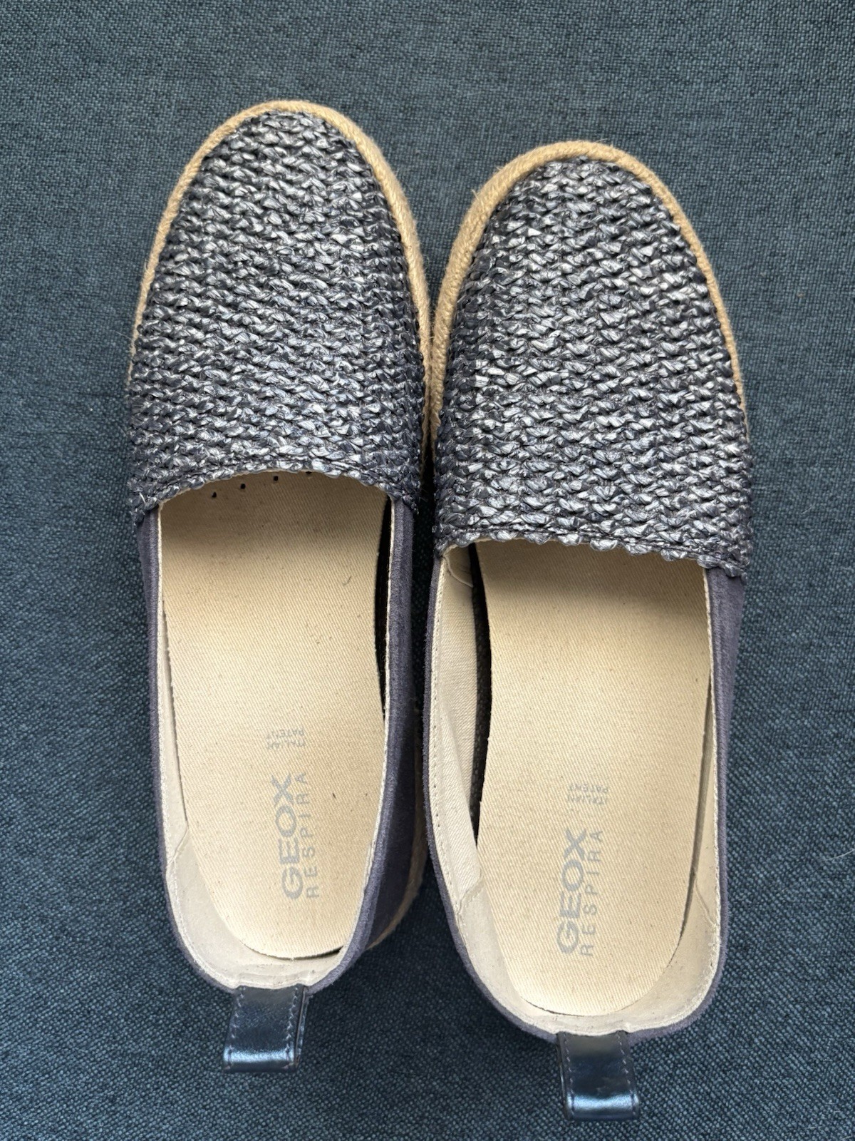 NEW Geox Modesty Blue Suede Textile Espadrille Flats, Size 6, MSRP $150