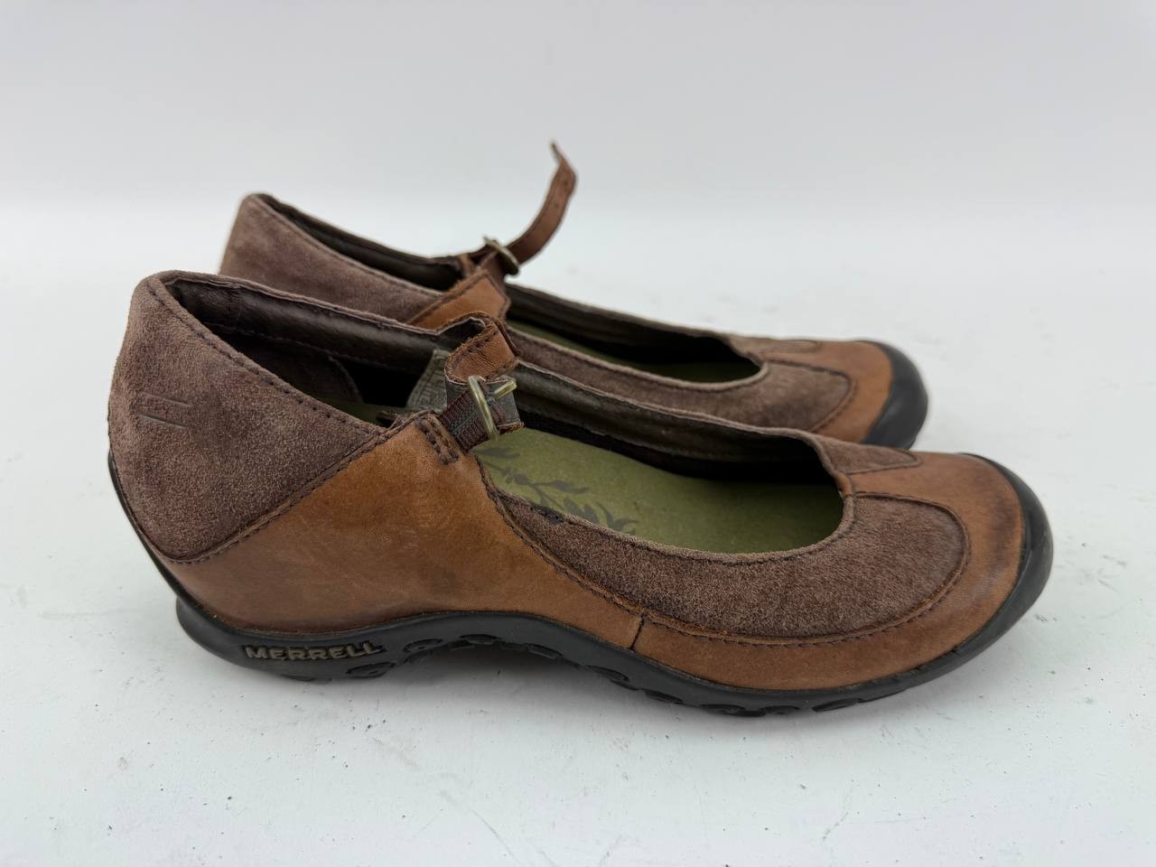 Vintage MERRELL Plaza MJ Saddle Brown Single Strap Shoes Womens Size 7