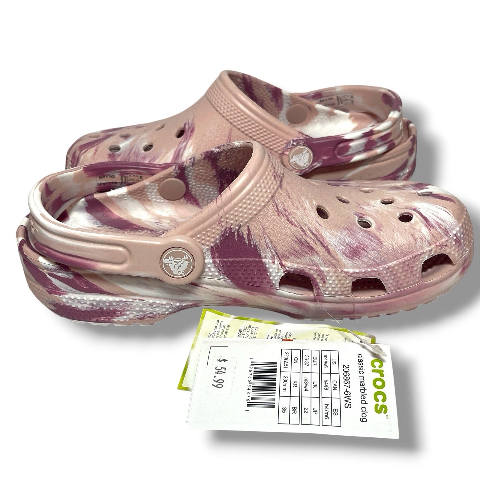 NEW Crocs Classic Pink Marbled Tie-Dye Clog Quartz/Multi Men’s 4, Women’s 6