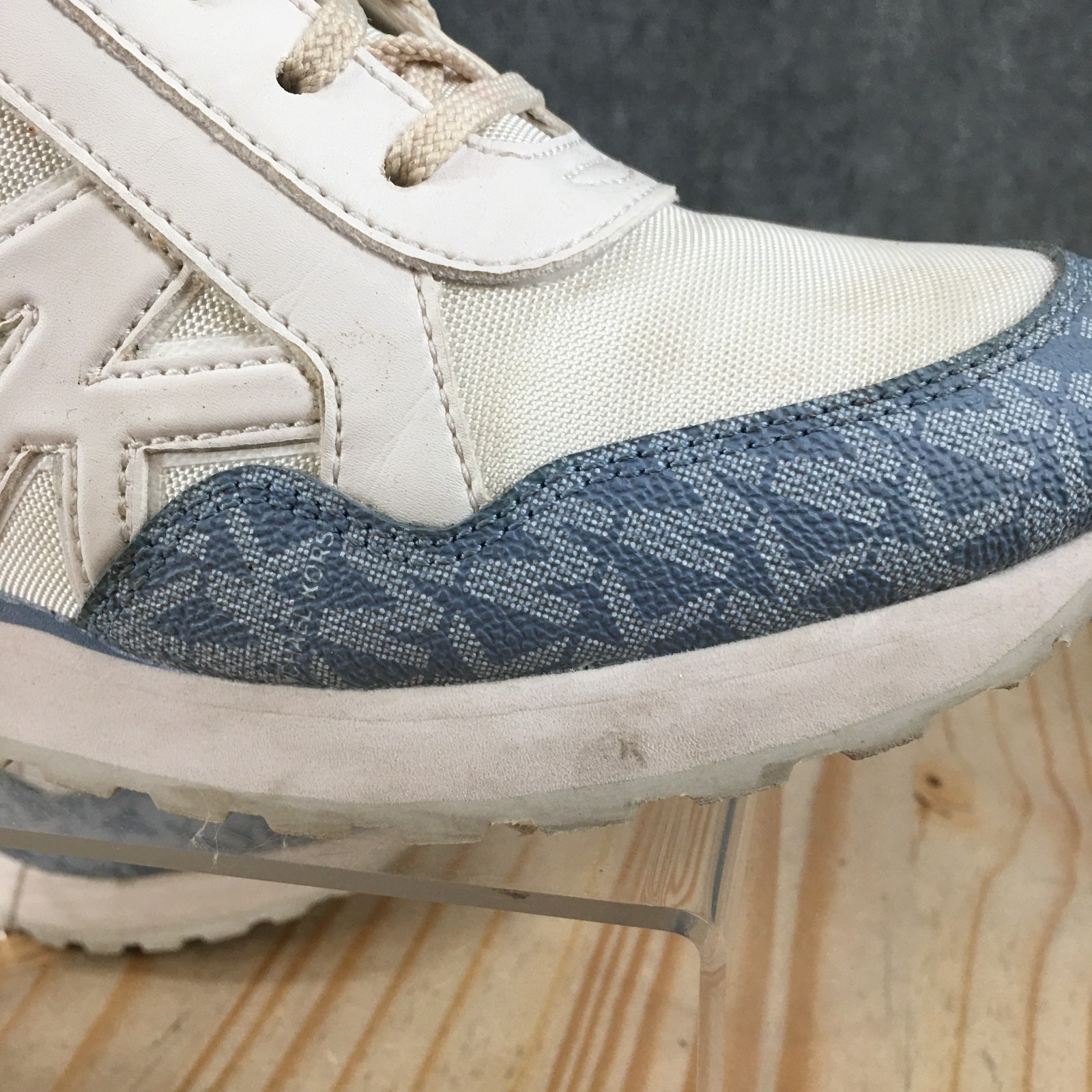 Michael Kors Maddy Shoes Womens 9 M Lace Up Trainer Sneakers Blue White Low Top