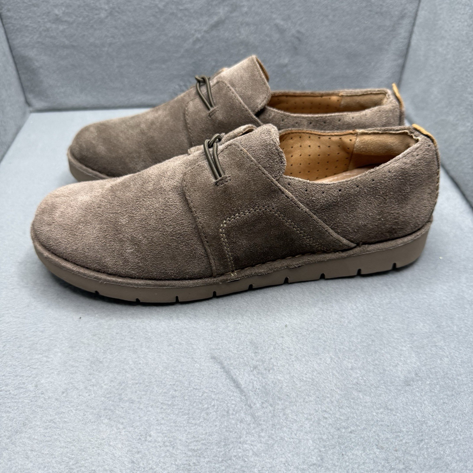 Clarks Unstructured Loafers Womens Size 8 Taupe Nubuck Slip On Comfort Shoes