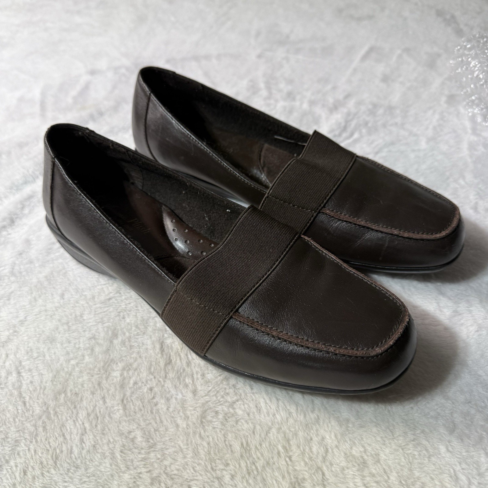 Vtg Loafers Women 7.5 PREPPY Brown Soft Leather Classic Y2K Comfort Slip On Shoe