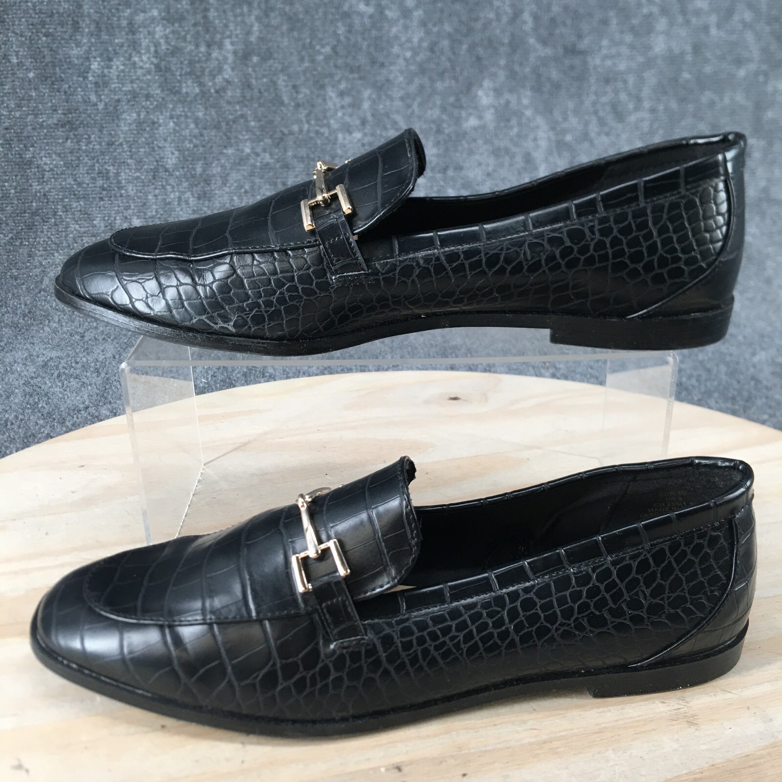 H&M Shoes Womens 9 Bit Loafers Black Faux Leather Almond Toe Casual Comfort