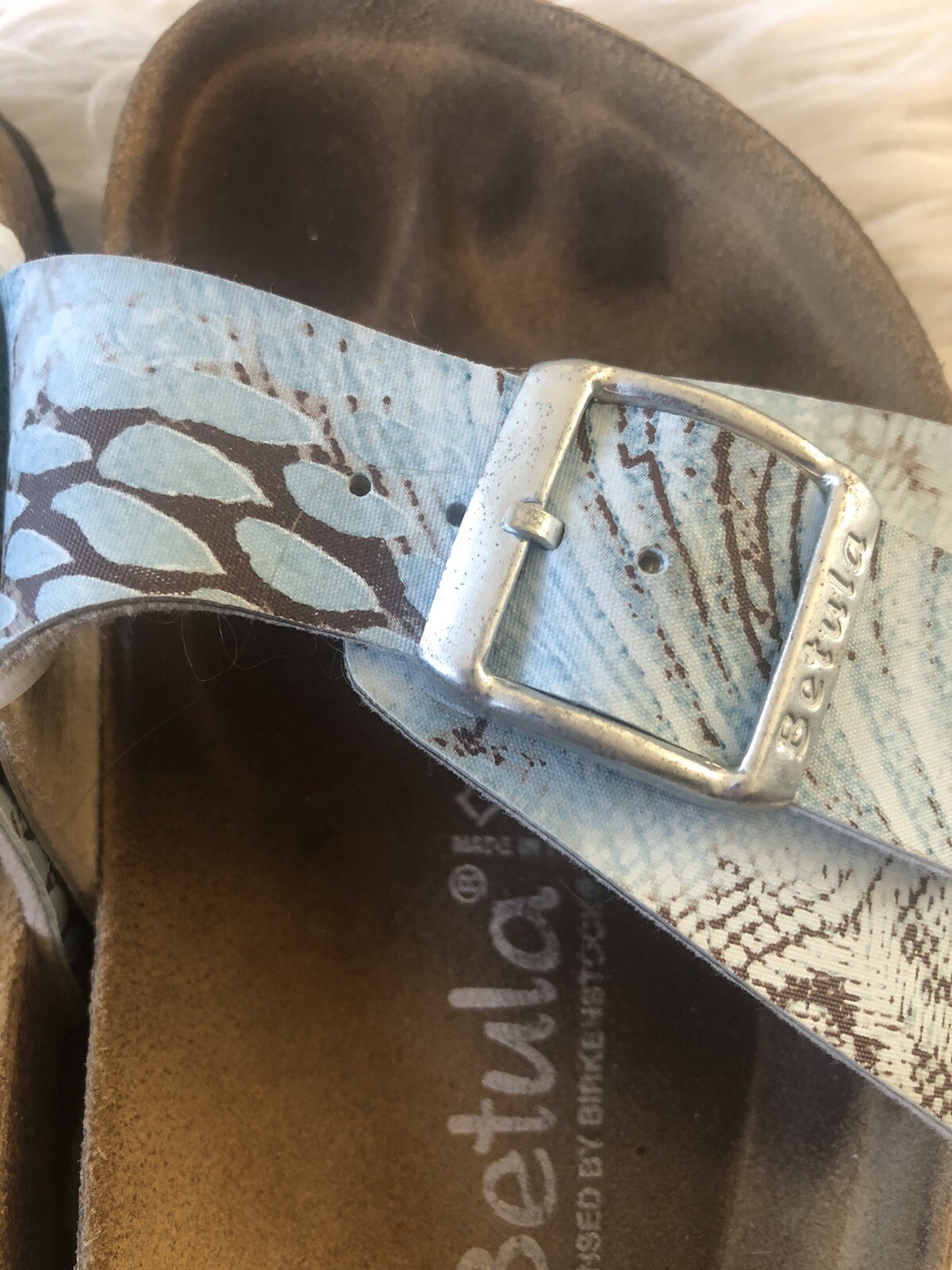 Betula by Birkenstock Blue Printed Slip on Sandals Ladies 8 Men’s 6