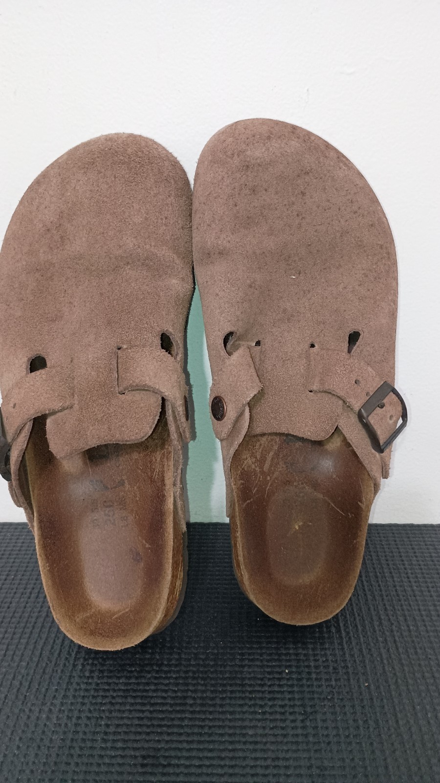 Birkenstock Betula Boston Khaki Suede Slip On Clogs US W 8 EU 39 Stained
