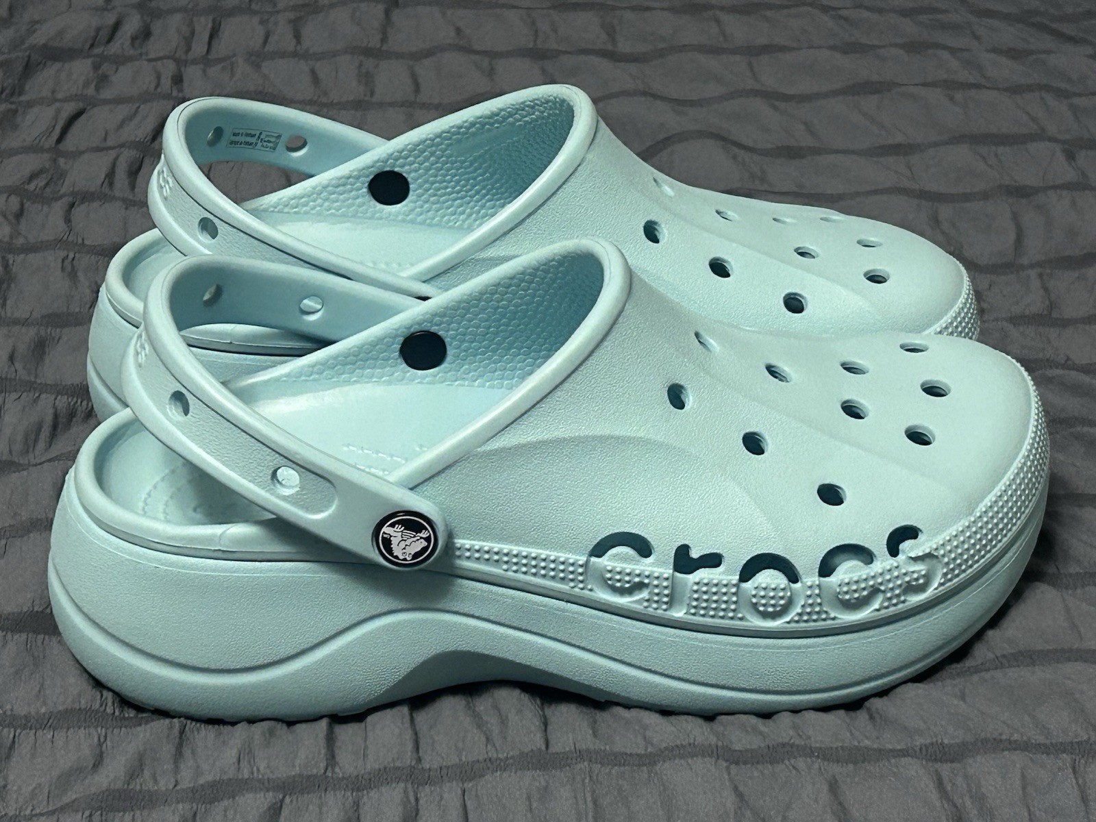 Crocs Baya Platform Clogs Seafoam Womens Sz 9 Beach Walking Park Pool Snap Back