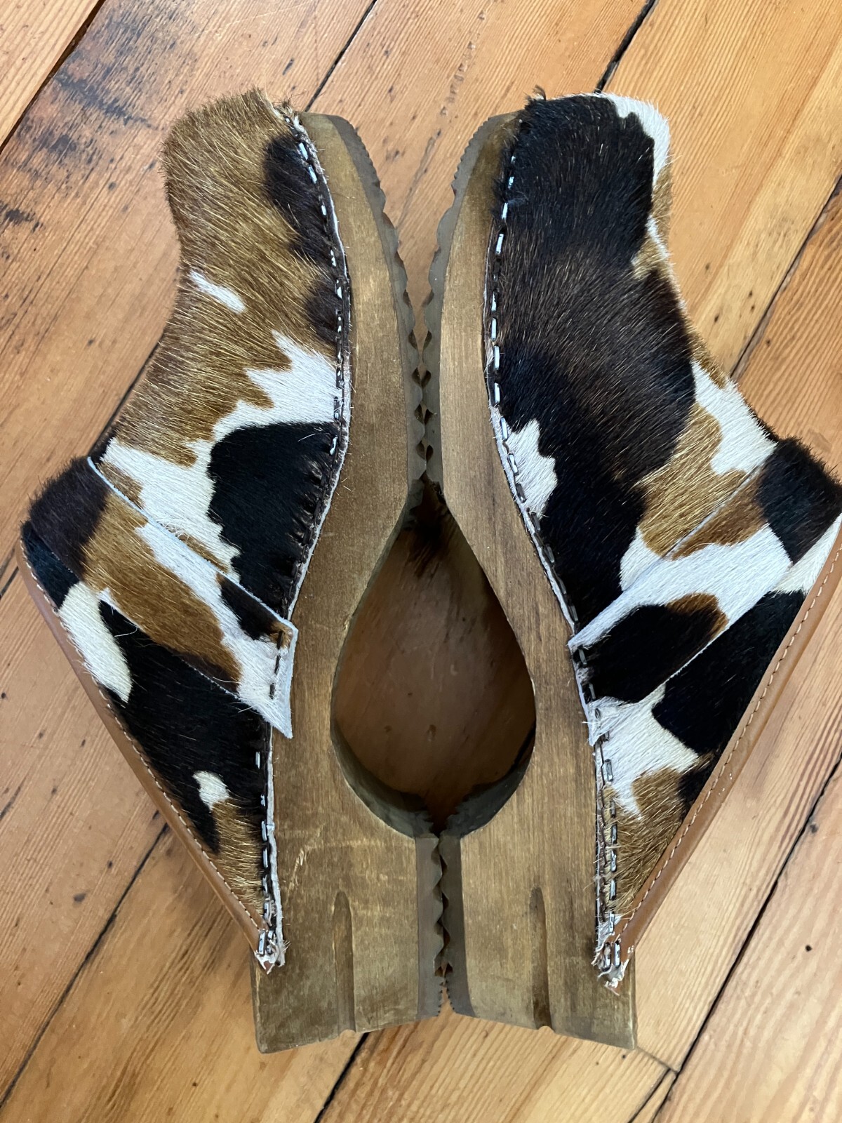 Sanita Pony Hair Camo Swedish Clog Mules 37