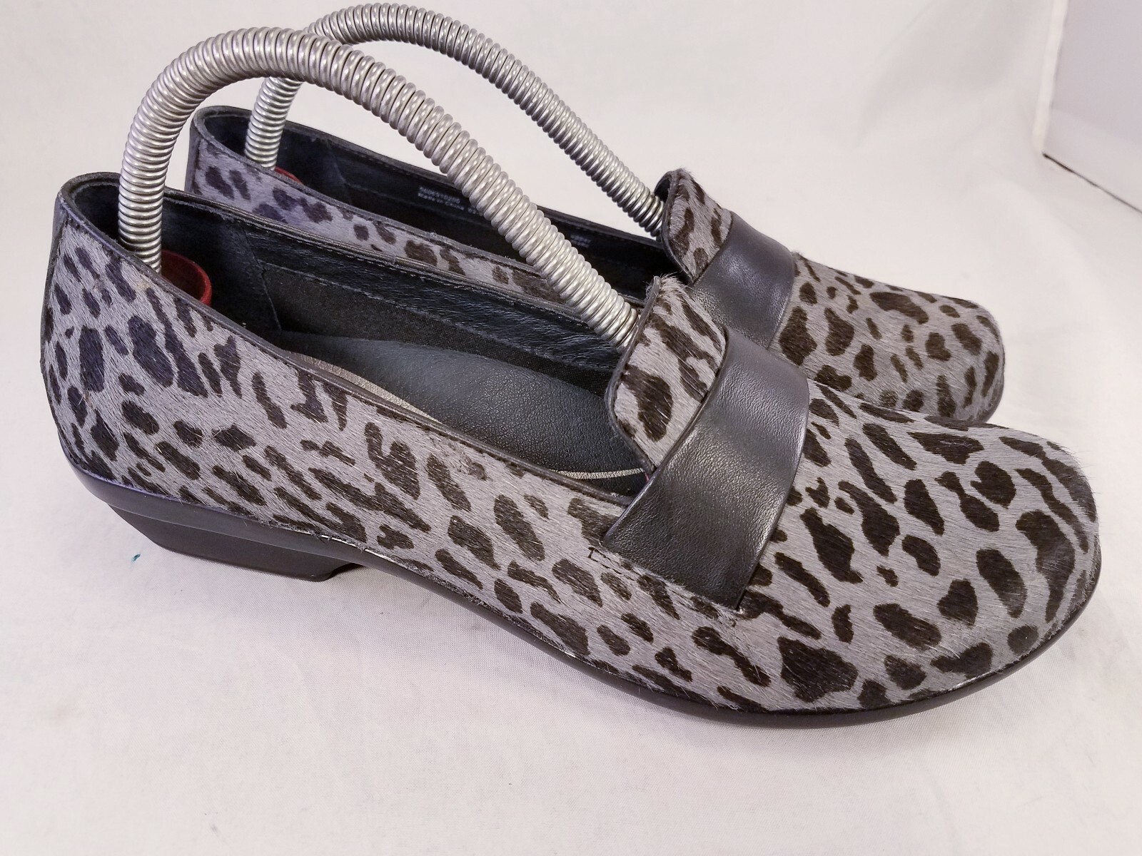 DANSKO PONY HAIR LEOPARD GRAY BLACK LOAFERS SHOES SIZE 36/6