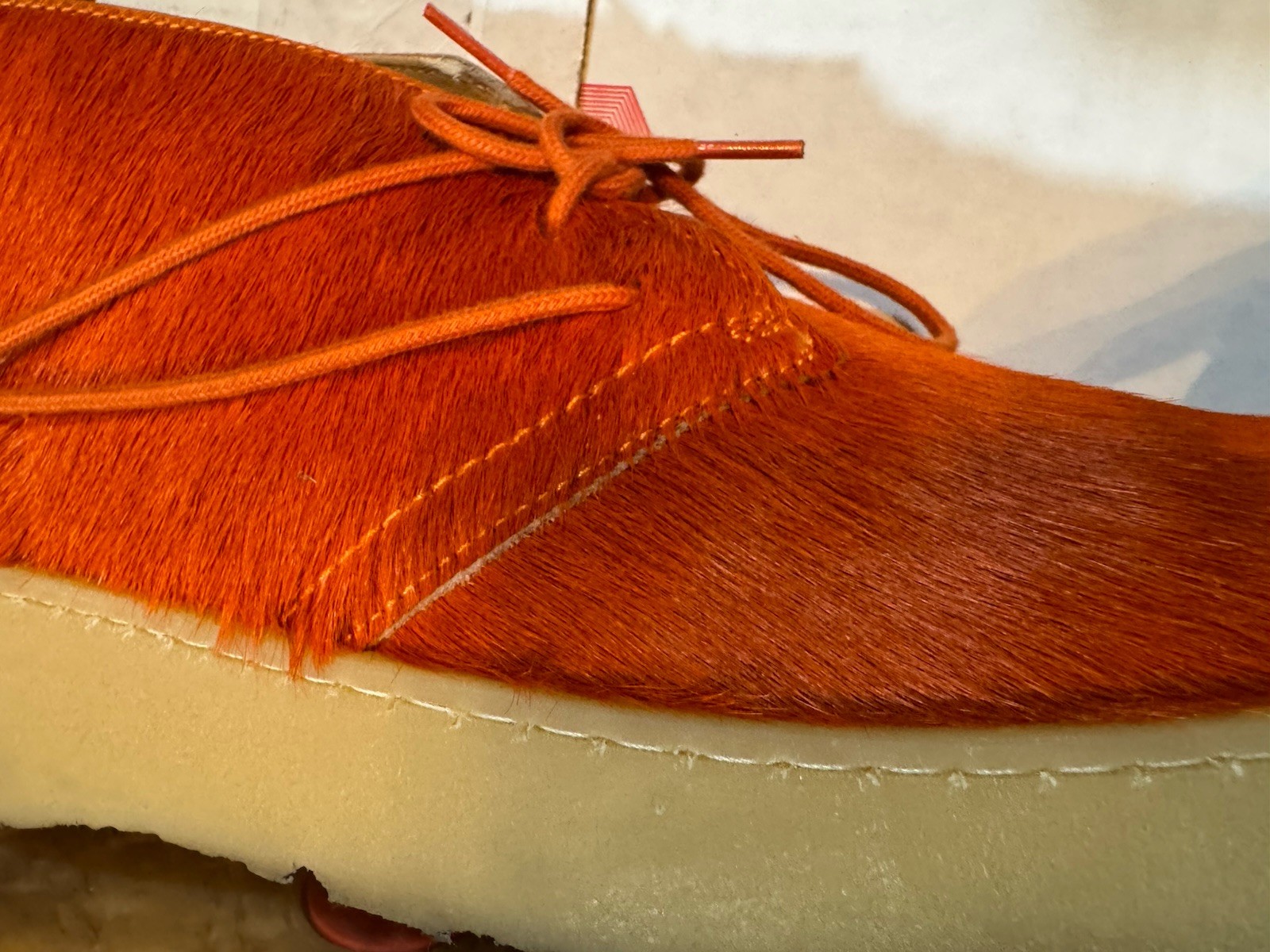Preowned Clarks x Zara Cow Hair Ankle Desert Boots in Orange Size 38