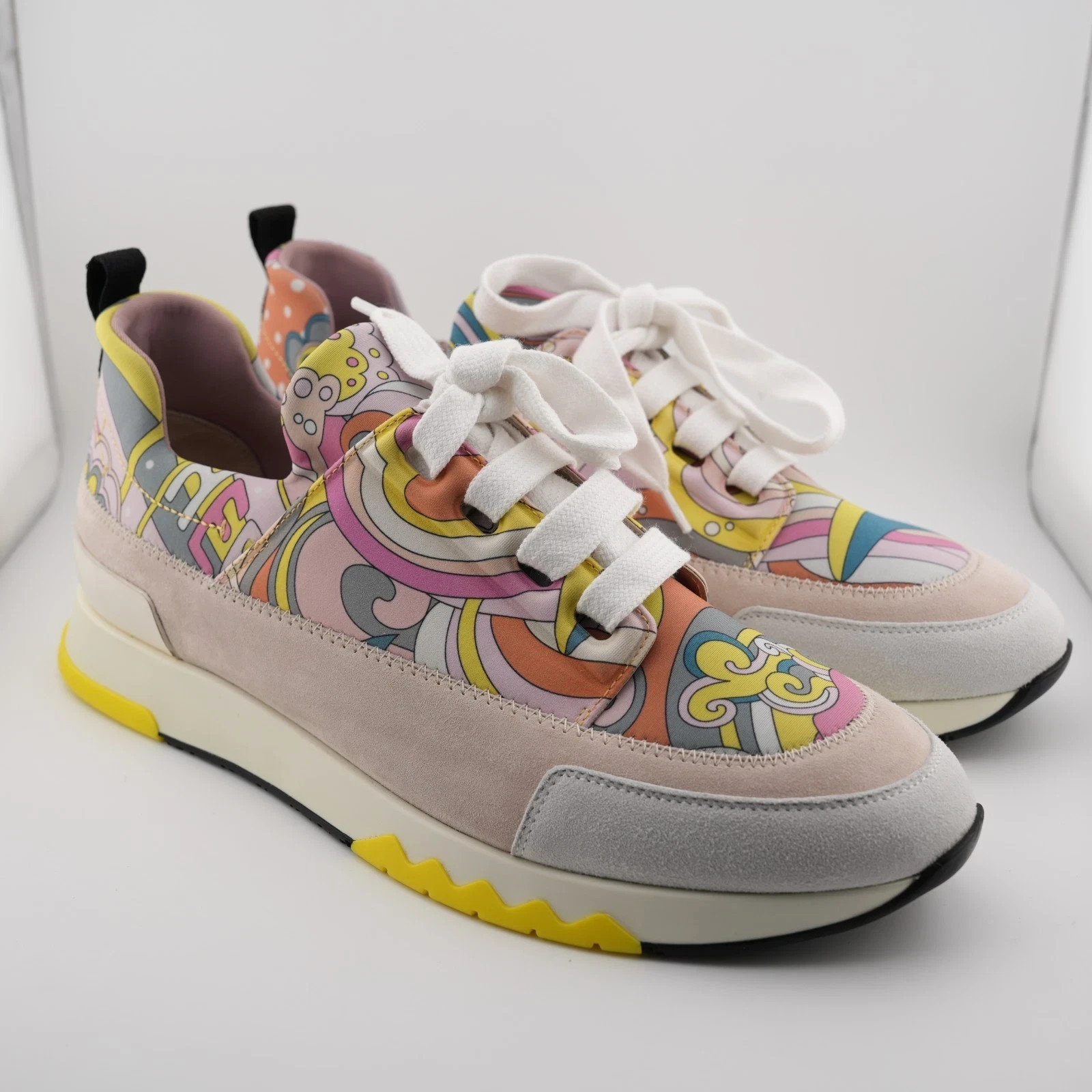 Hermes Multicolor Print Canvas and Suede Stadium Low Top Sneakers Women’s 9