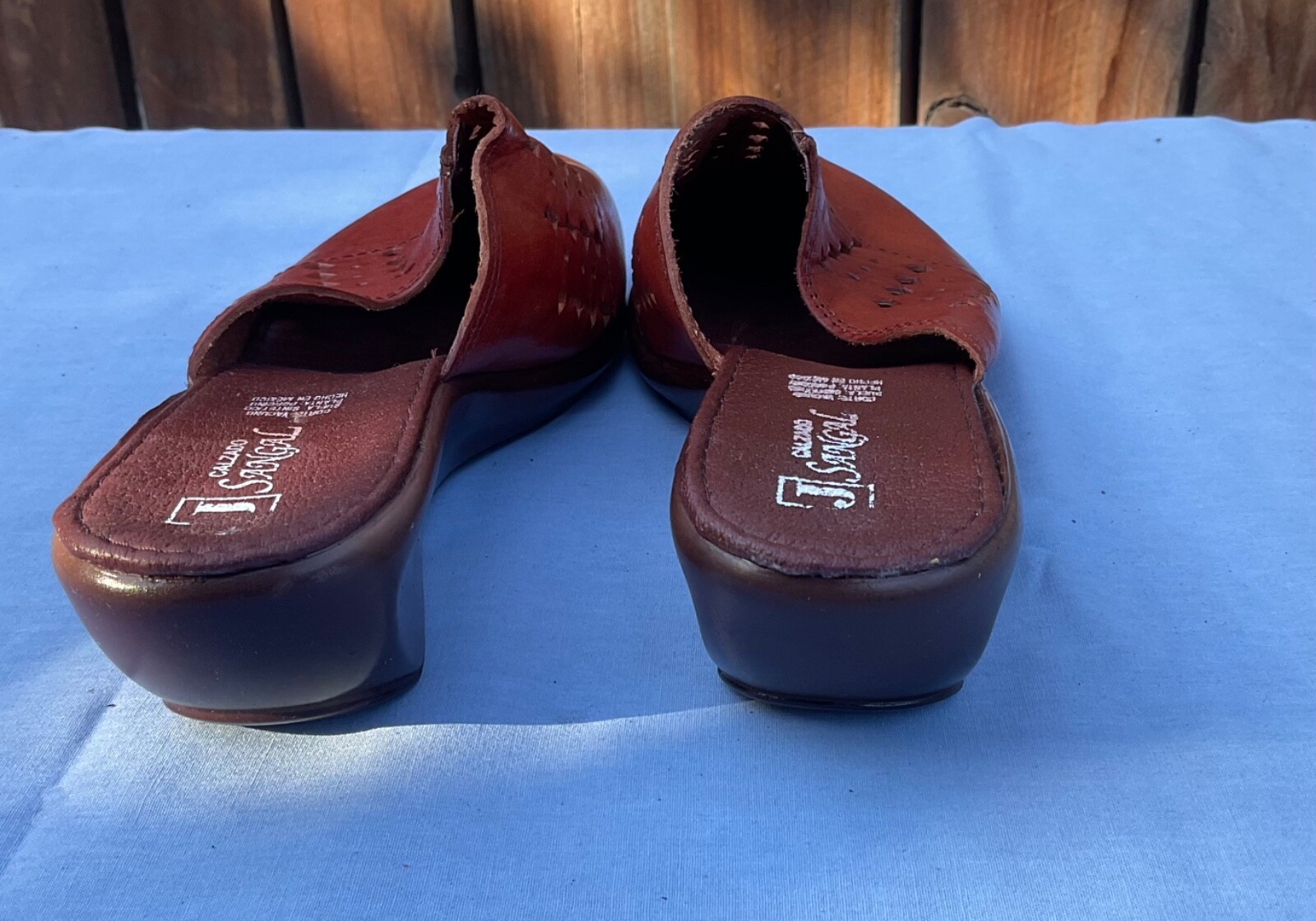 Calzado Sangal Mexican Lightweight Orange Sandal Wedge Low Heels Shoes Sz 6.5 A