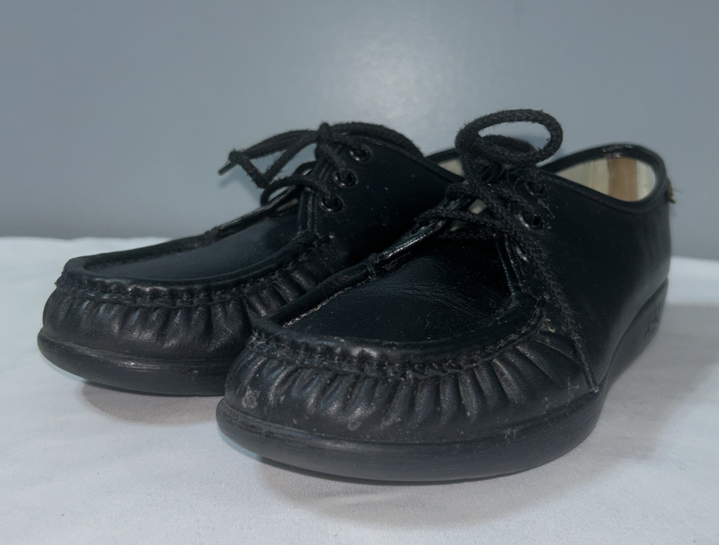 SAS Black Handsewn Leather Moc Toe Oxford Lace Up Walking Shoes Women’s 8.5
